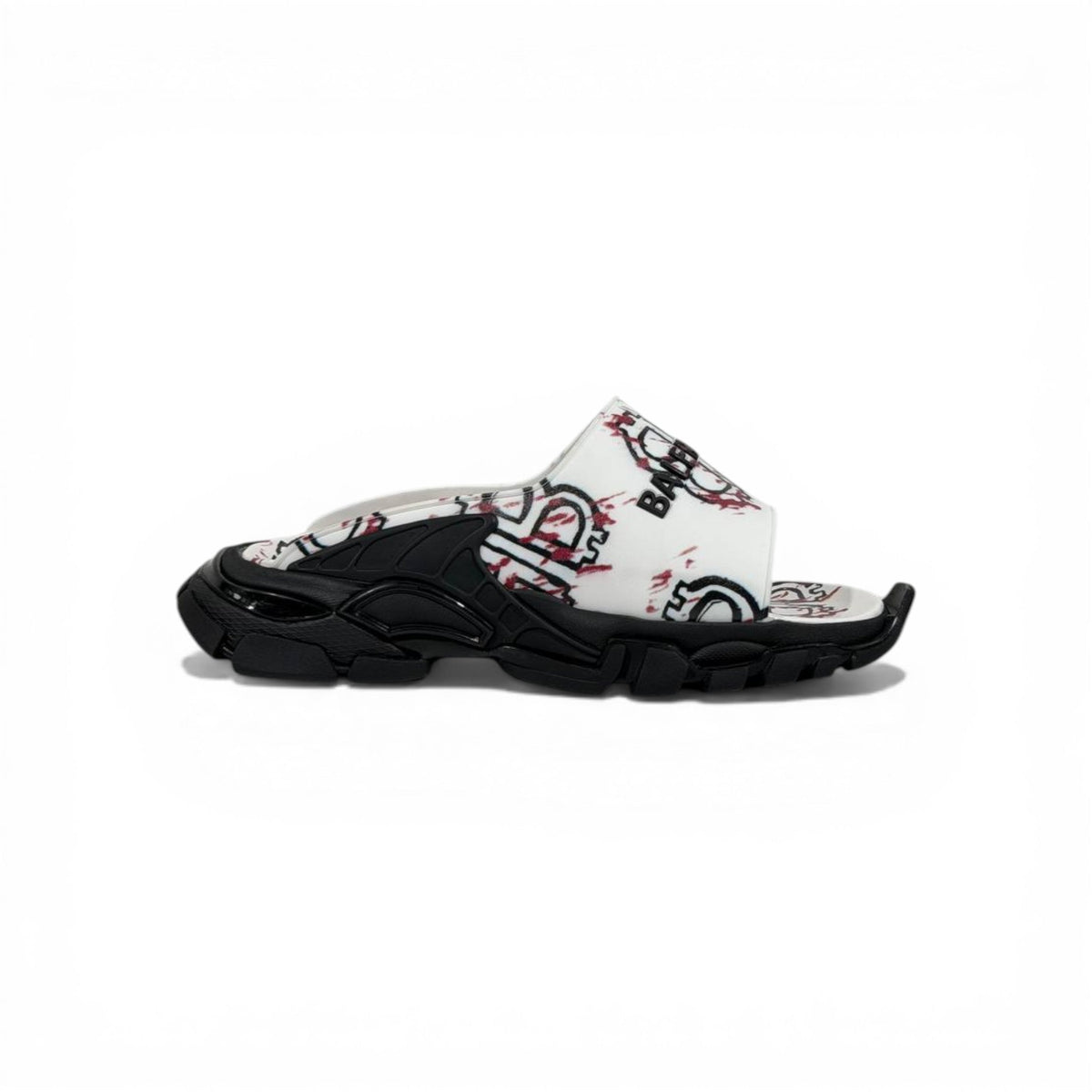 Balenciaga White Graffiti Chunky Slides – Bold Streetwear Slippers ⚪🔥 - MASTERPIECE