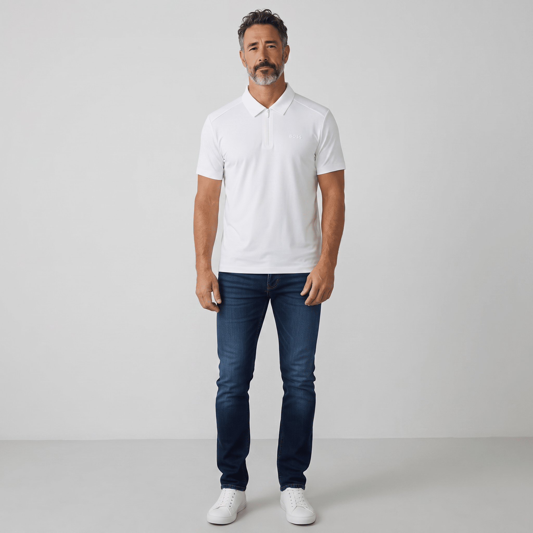 BOSS Quarter-Zip Polo Shirt – White - MASTERPIECE