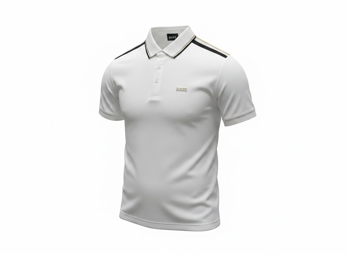 BOSS White Polo Shirt 🤍⚡ Minimal Logo Edition - MASTERPIECE