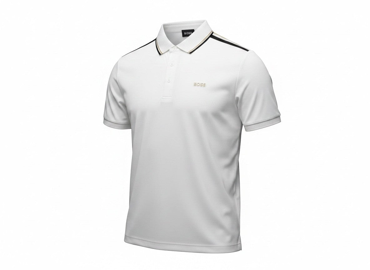 BOSS White Polo Shirt 🤍⚡ Minimal Logo Edition - MASTERPIECE