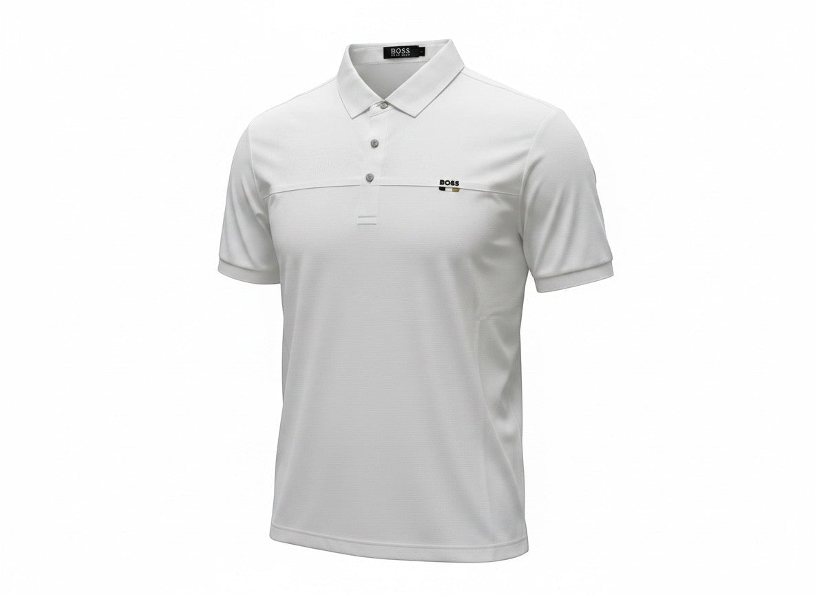 BOSS White Polo Shirt 🤍✨ Signature Minimal Logo - MASTERPIECE