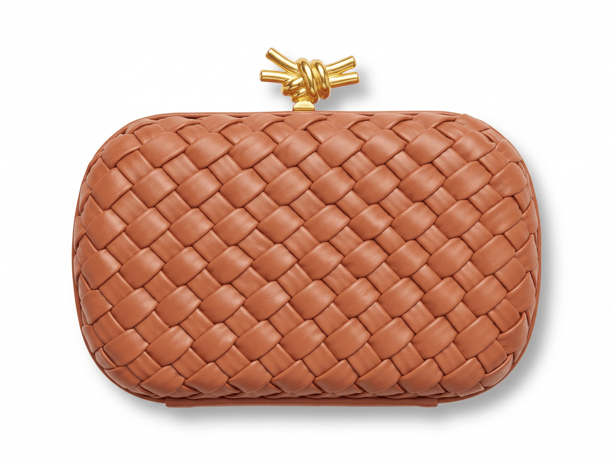 Bottega Veneta Intrecciato Knot Clutch — Brown - MASTERPIECE
