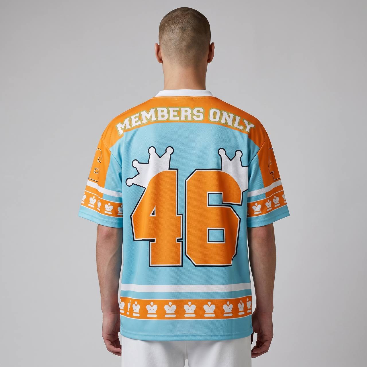 👑 Brandname Studios Oversized Varsity Jersey – Premium Streetwear Edition 💙🧡 - MASTERPIECE
