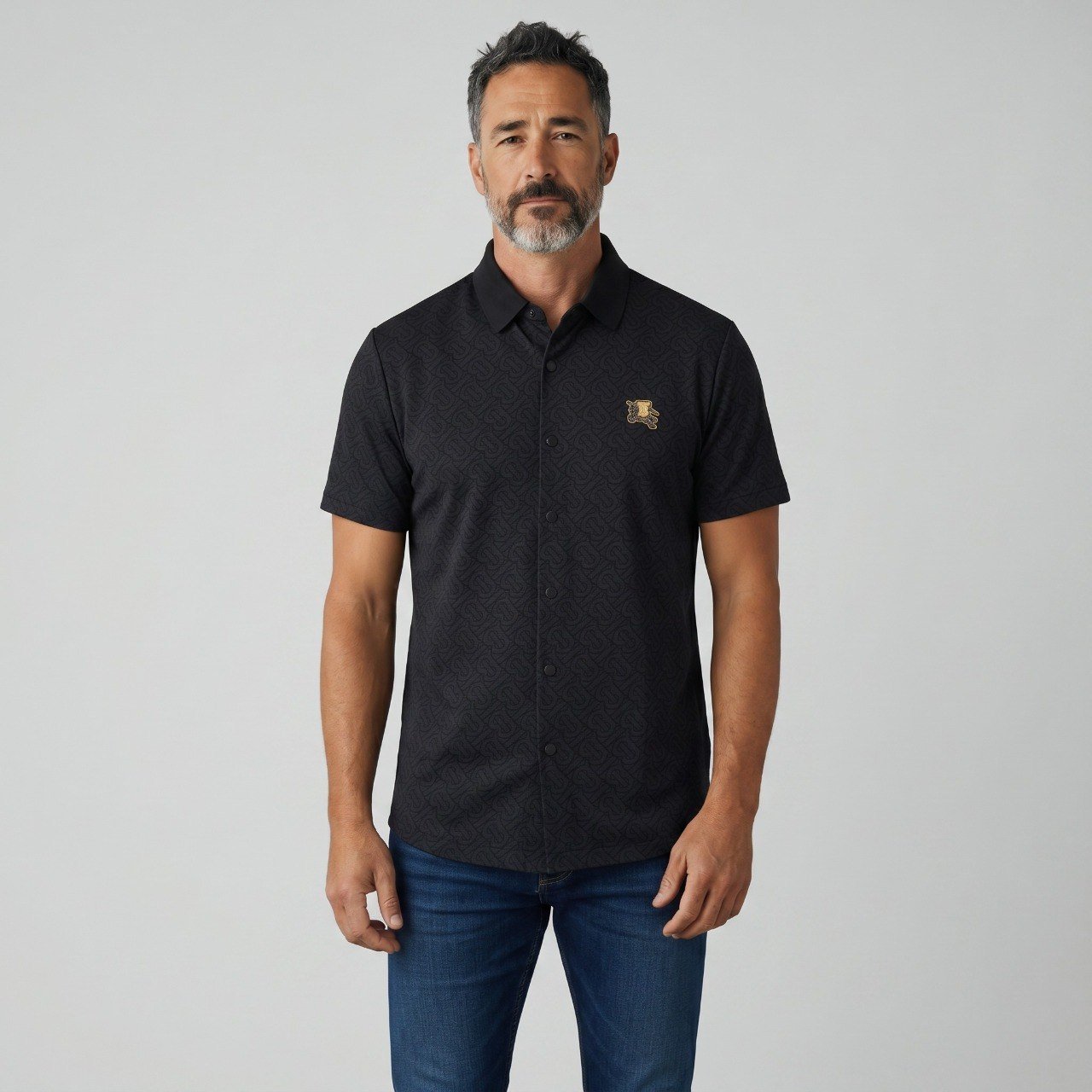 🖤 Burberry Black Monogram Short Sleeve Shirt – Signature Luxury Collection - MASTERPIECE