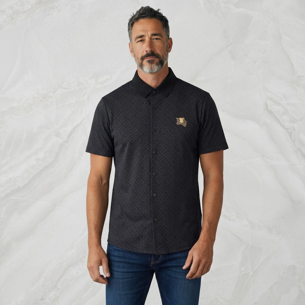 🖤 Burberry Black Monogram Short Sleeve Shirt – Signature Luxury Collection - MASTERPIECE