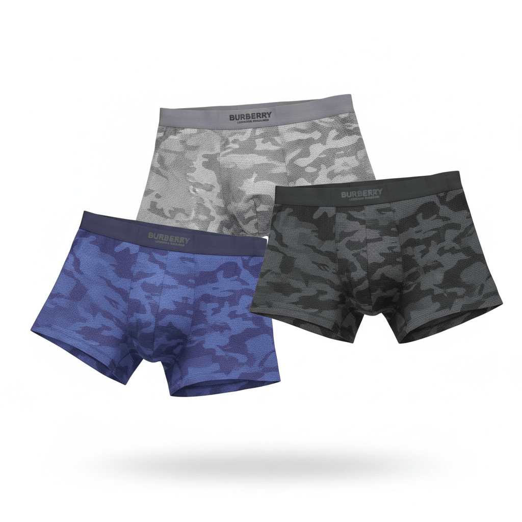 Burberry Camo Boxer Briefs – Premium 3-Pack Set 🩲🔥 - MASTERPIECE