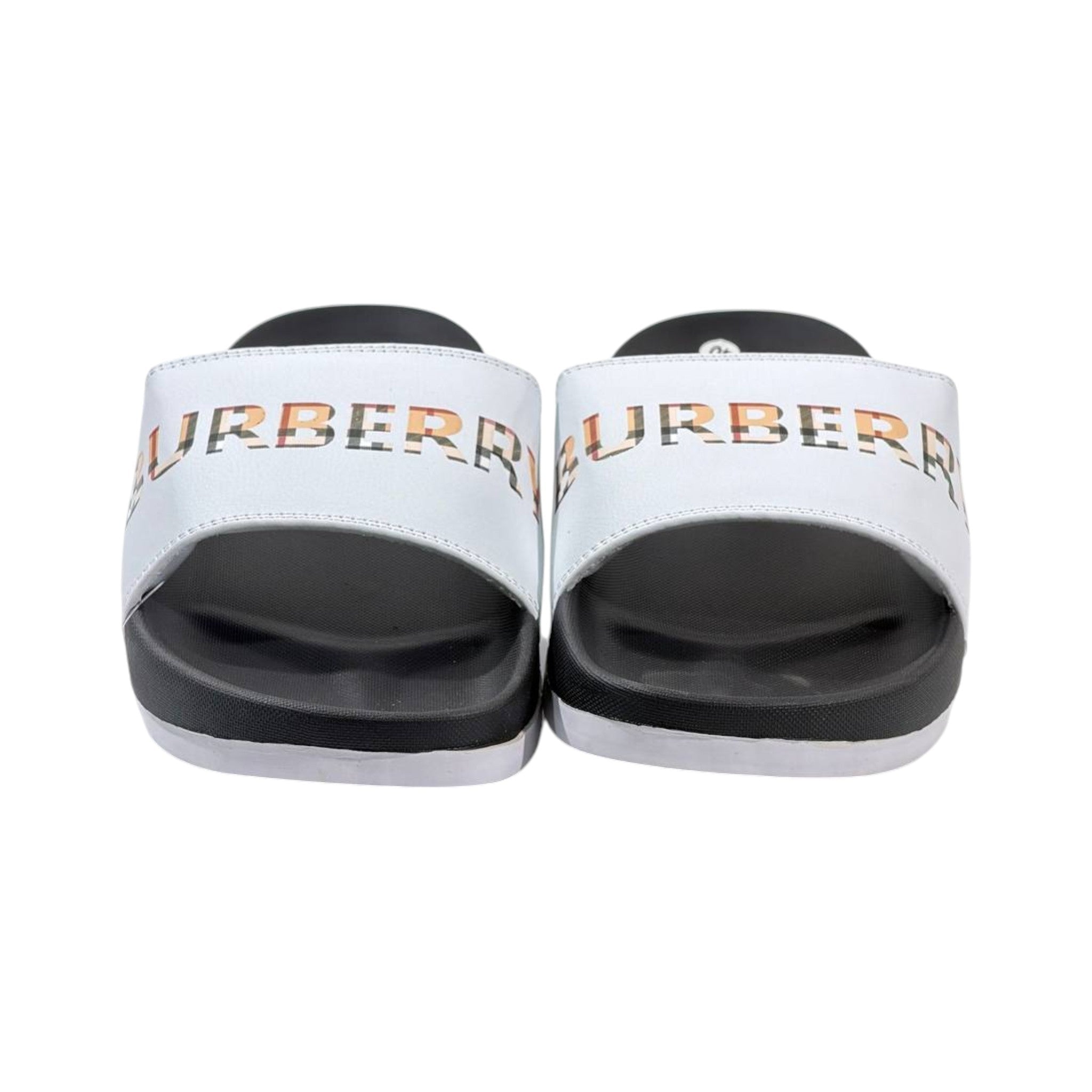 Burberry Check Logo Slides – White Edition 🤍✨ - MASTERPIECE