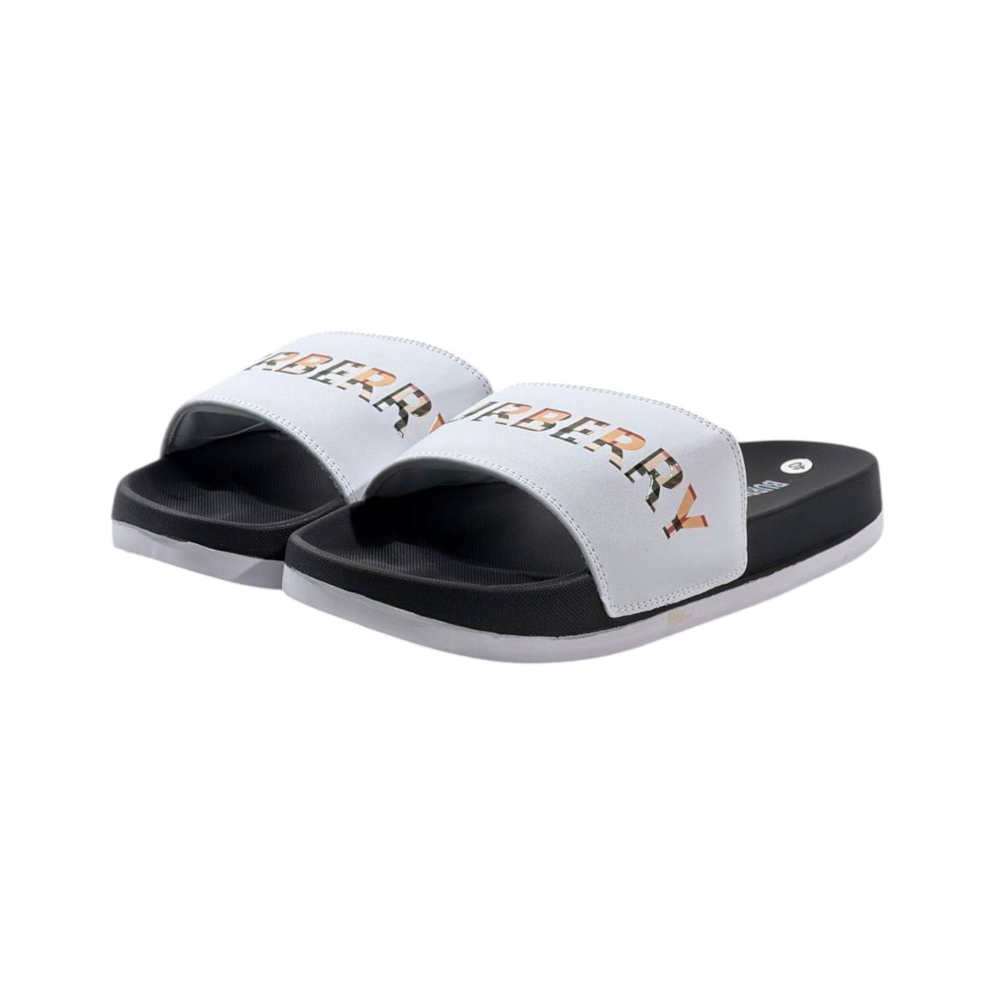 Burberry Check Logo Slides – White Edition 🤍✨ - MASTERPIECE