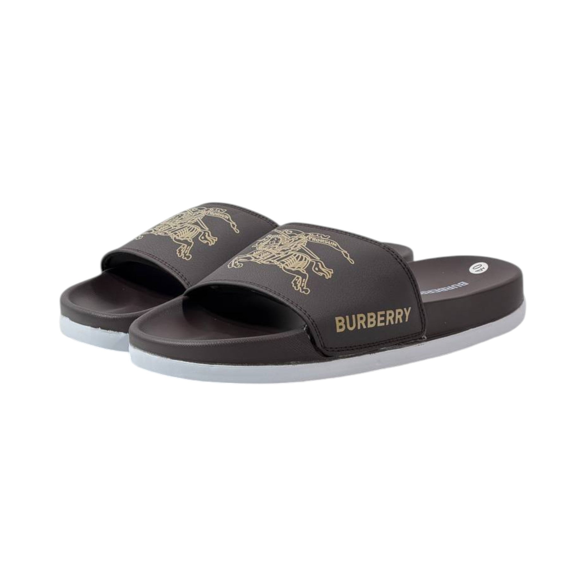 🩴 Burberry Equestrian Knight Slides – Dark Brown Luxury Edition 🤎✨ - MASTERPIECE