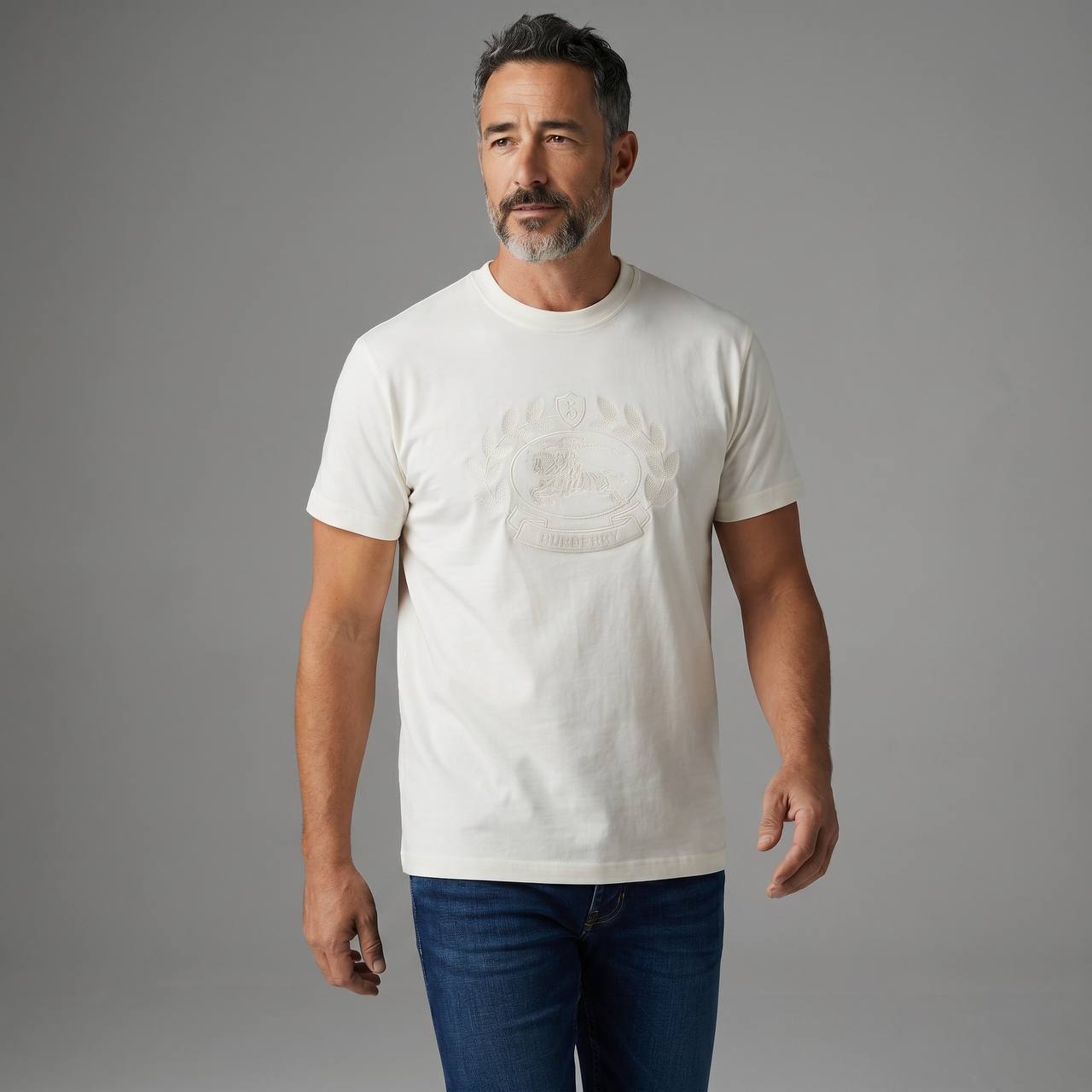 Burberry Heritage Crest Embossed T-Shirt – Ivory White 🤍✨ - MASTERPIECE
