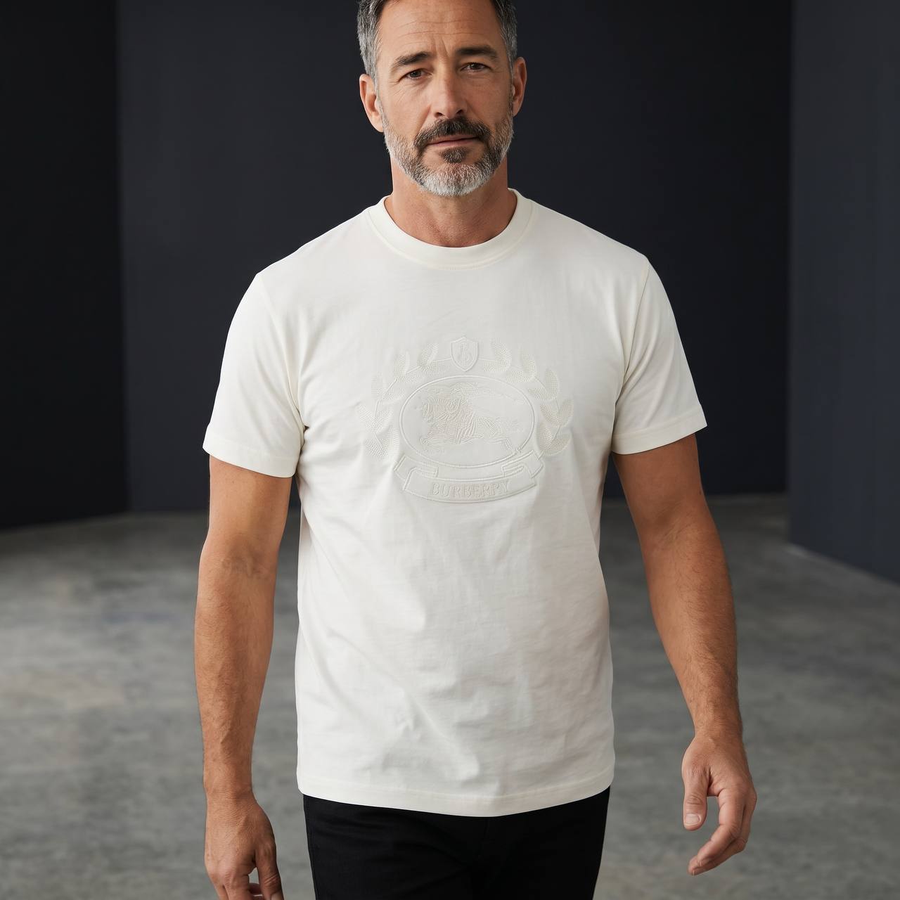 Burberry Heritage Crest Embossed T-Shirt – Ivory White 🤍✨ - MASTERPIECE