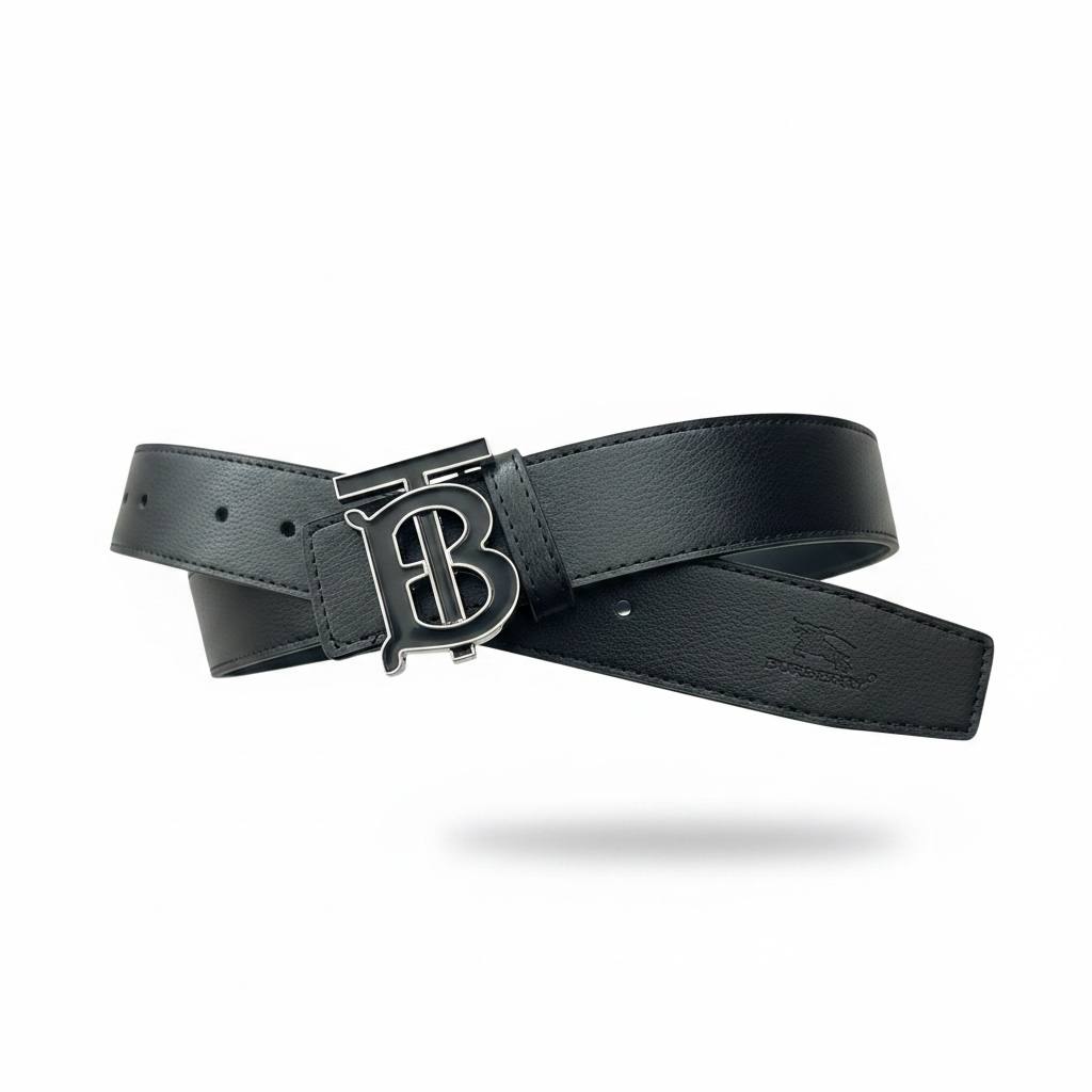 Burberry Luxury Black Belt 115CM – Glossy TB Buckle Designer Belt ✨🖤 - MASTERPIECE