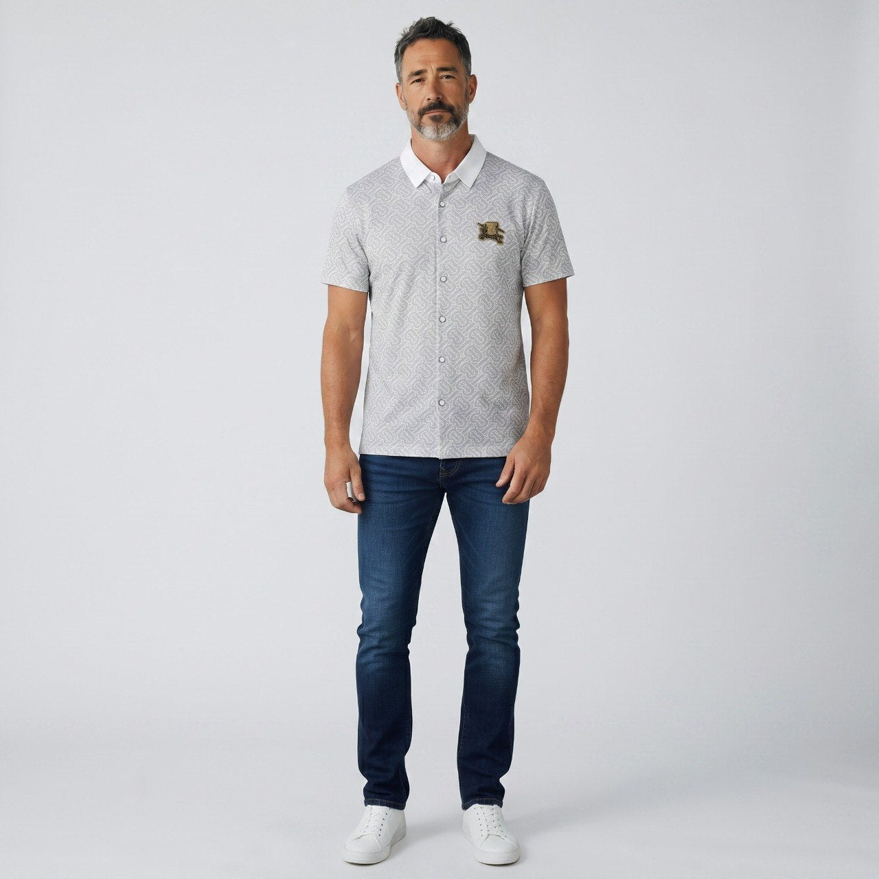✨ Burberry Monogram Signature Short Sleeve Shirt – Luxury Smart Casual Edition - MASTERPIECE