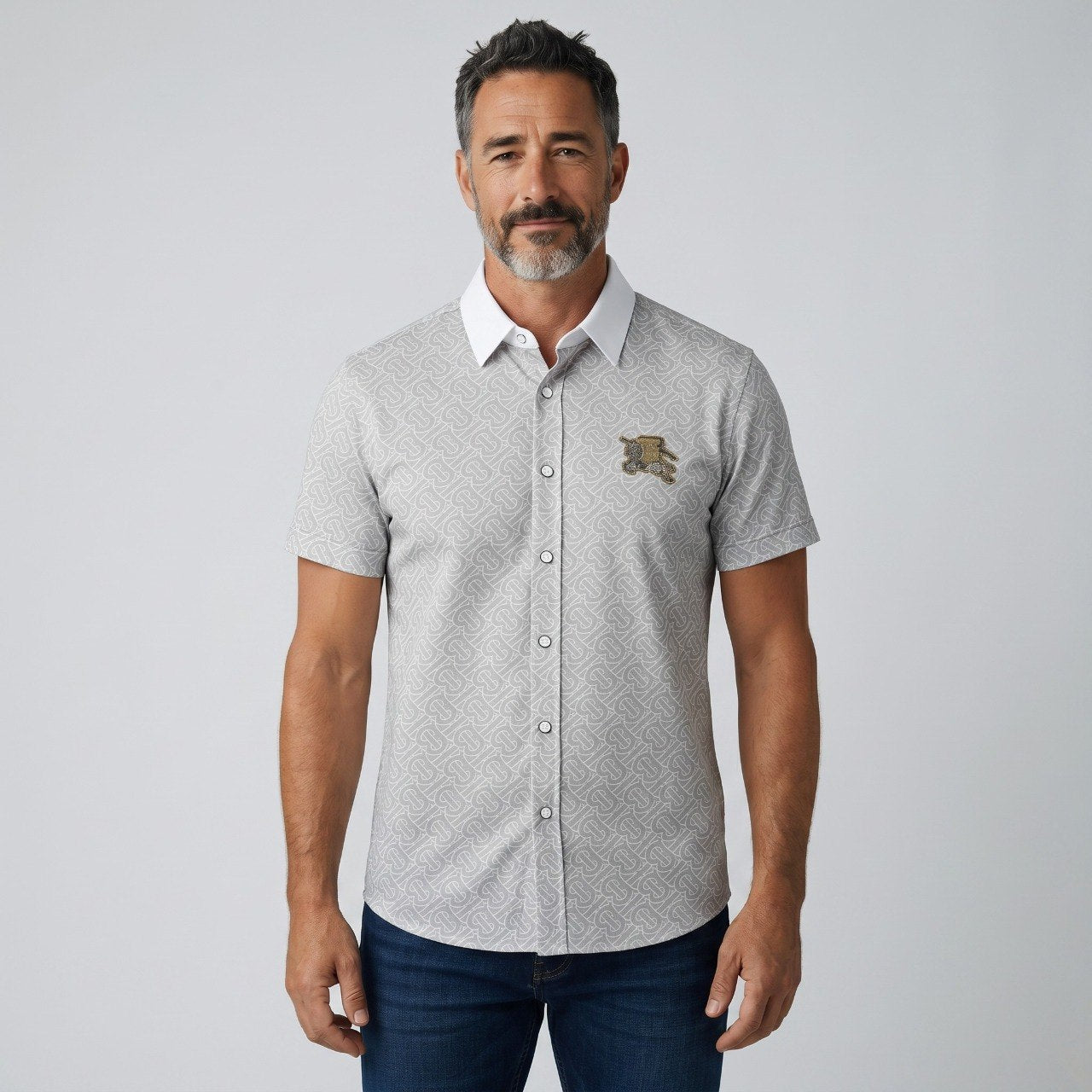 ✨ Burberry Monogram Signature Short Sleeve Shirt – Luxury Smart Casual Edition - MASTERPIECE