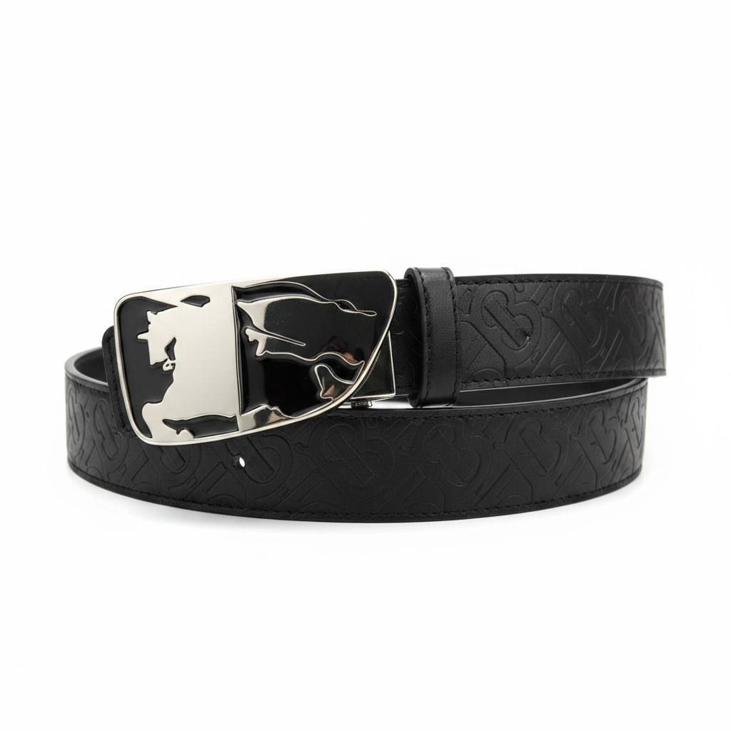 Burberry Signature Leather Belt 110CM – Luxury Black Monogram Edition ✨🖤 - MASTERPIECE