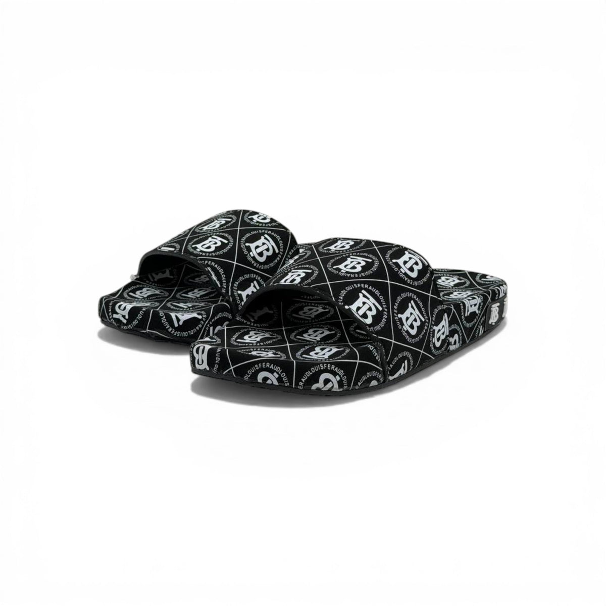 🖤🔥 Burberry Slides – All Over Monogram Black Edition 💎🩴 - MASTERPIECE