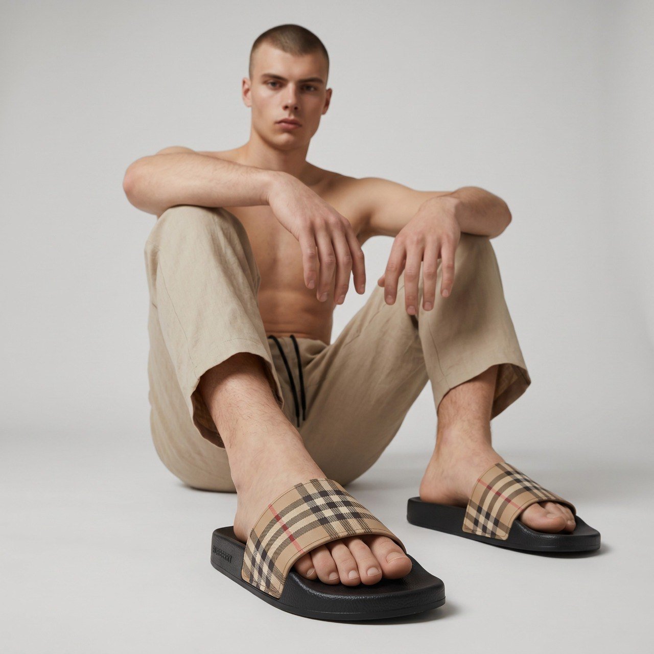 Burberry Vintage Check Slide Sandals – Men's Luxury Designer Comfort Slides - MASTERPIECE
