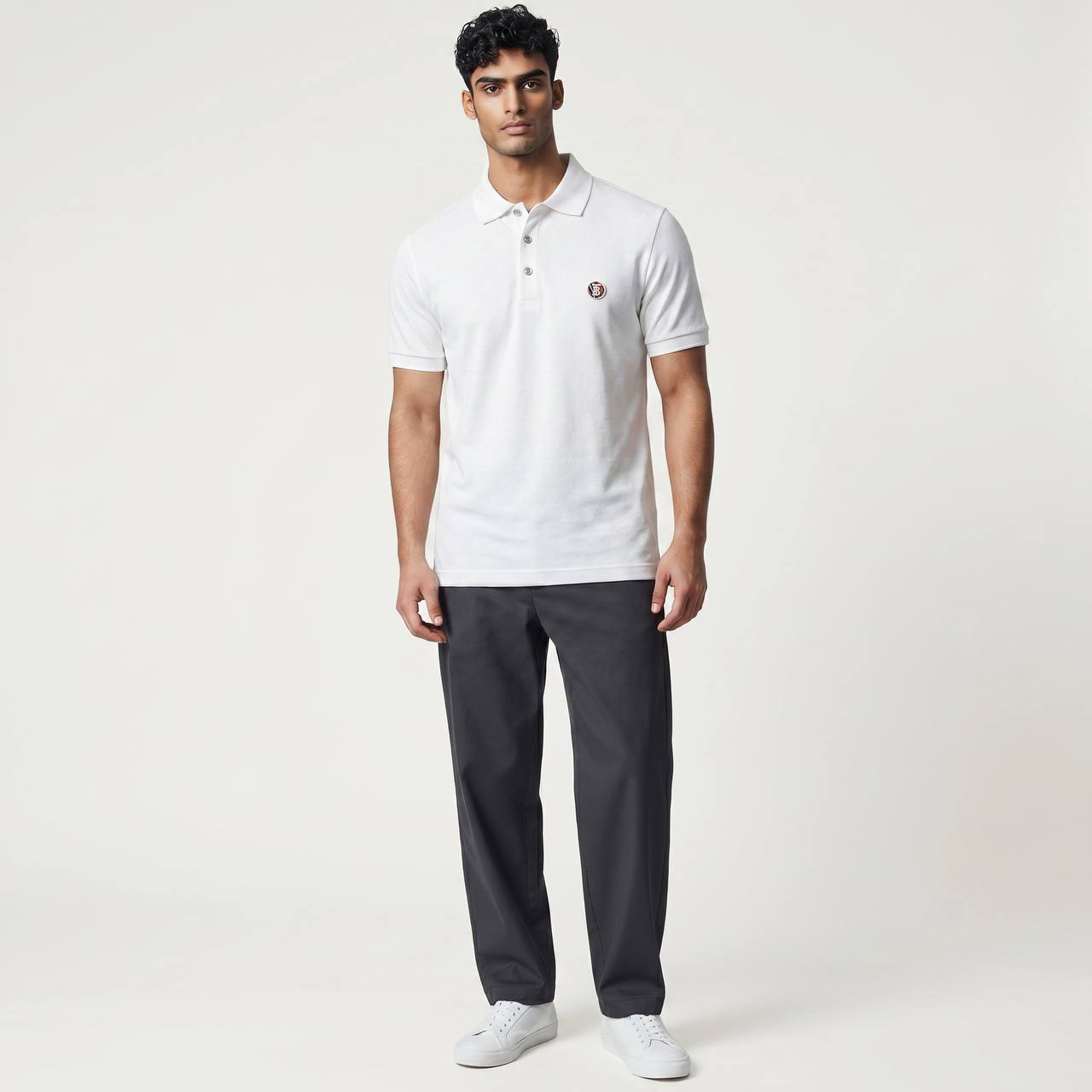 🤍 Burberry White Polo Shirt – Classic Minimal Logo Polo 👕✨ - MASTERPIECE