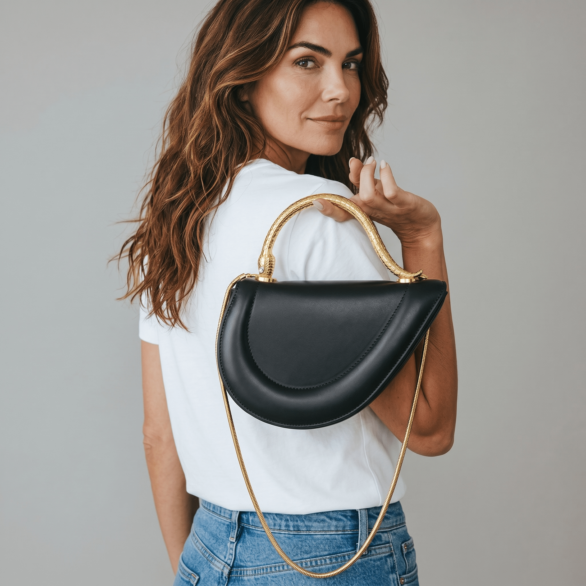 Bvlgari Serpenti-Inspired Black Crescent Bag 🖤🐍 - MASTERPIECE