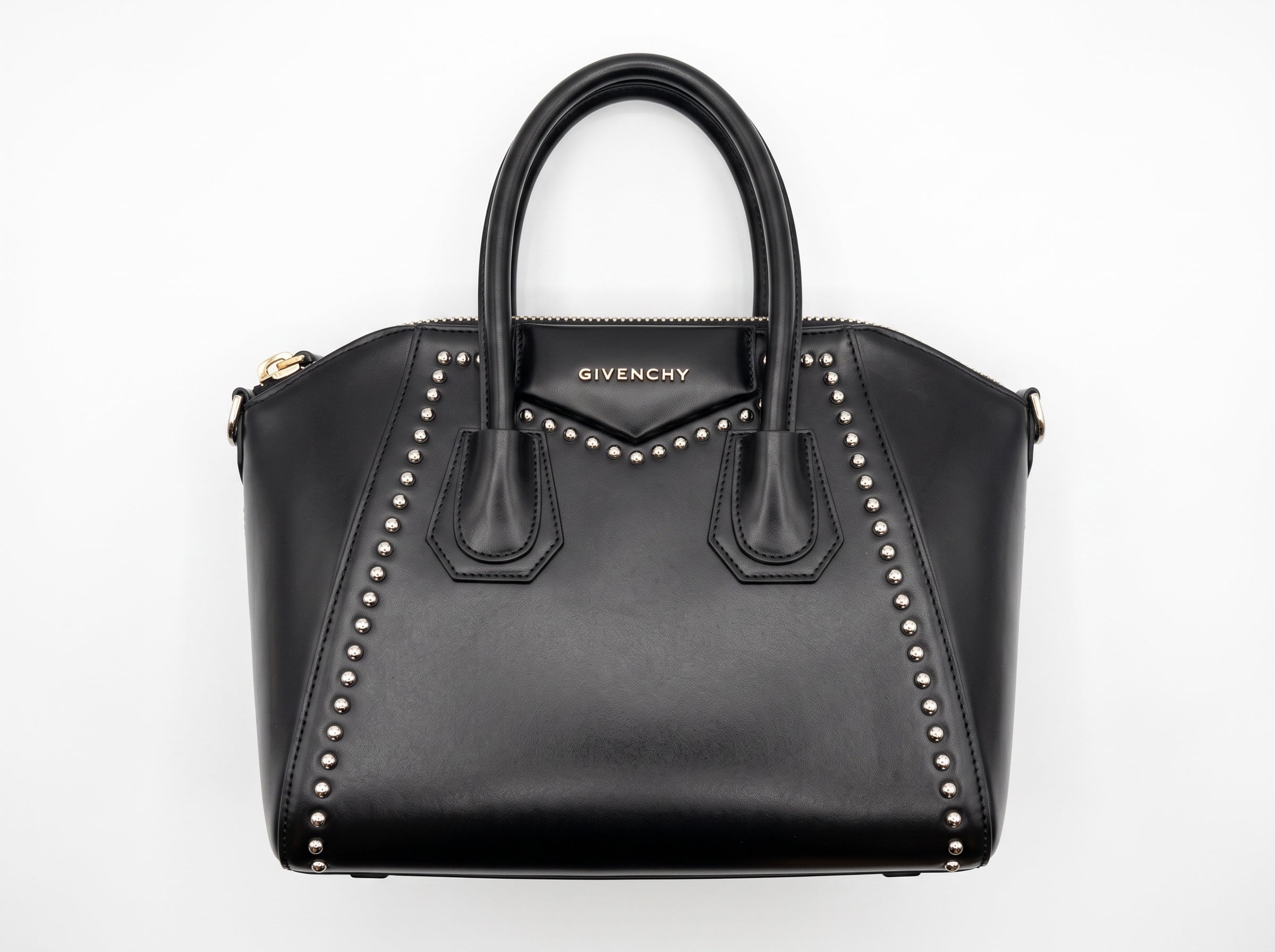 Givenchy black Antigona studded tote with top handles and silver studs