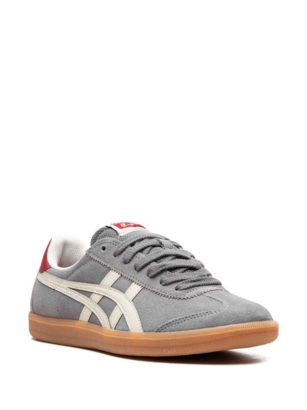 Onitsuka Tiger grey suede low-top trainer with cream stripes and gum sole