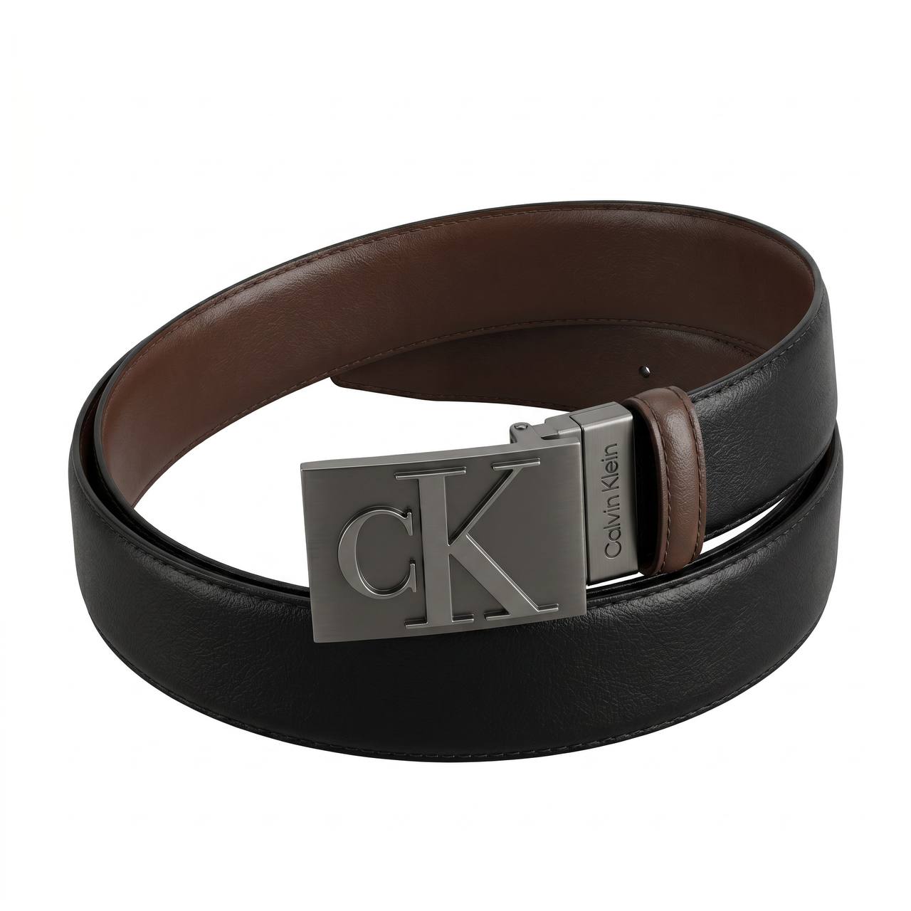 🖤 Calvin Klein CK Plaque Reversible Leather Belt – Black & Brown | 125 CM ✨ - MASTERPIECE