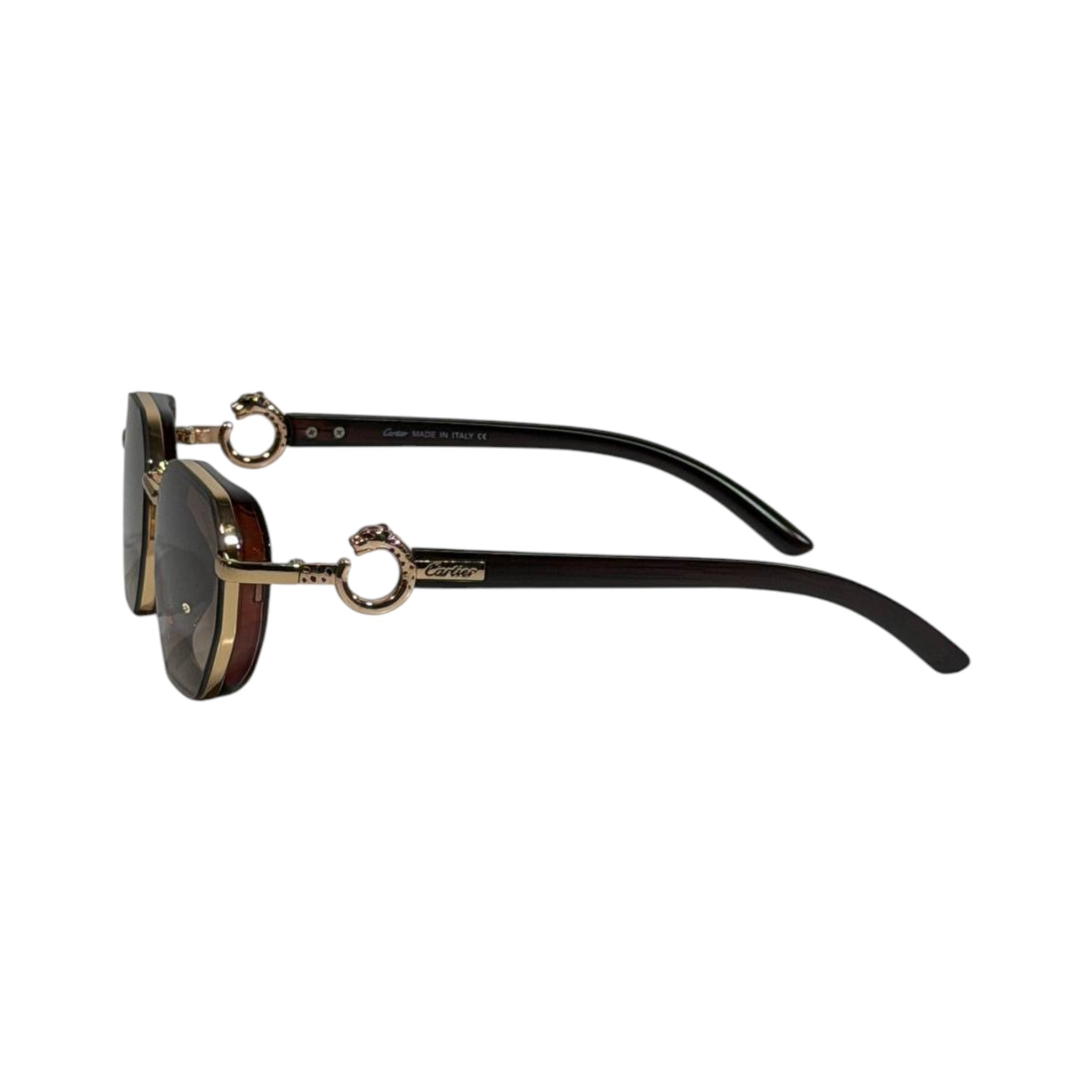 Cartier Luxe Geometric Sunglasses 🤎✨ Gold Brown Signature Edition - MASTERPIECE