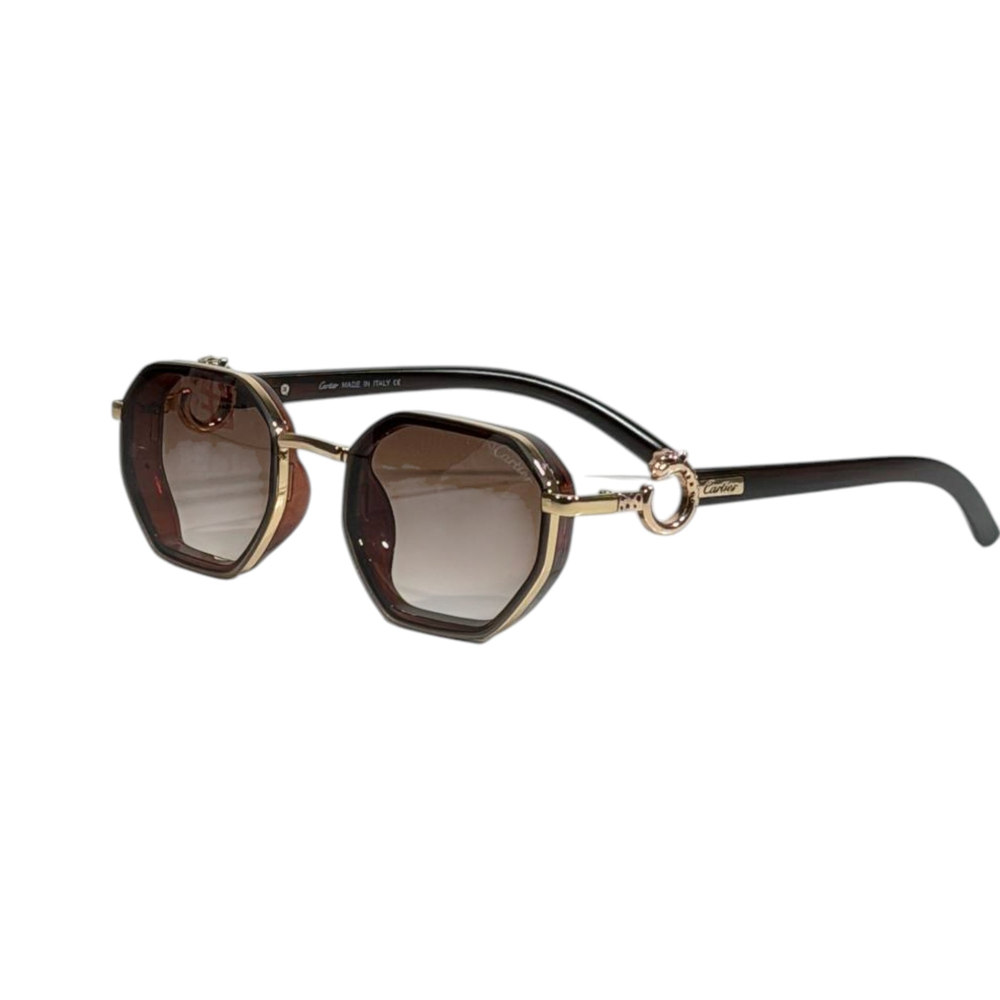 Cartier Luxe Geometric Sunglasses 🤎✨ Gold Brown Signature Edition - MASTERPIECE