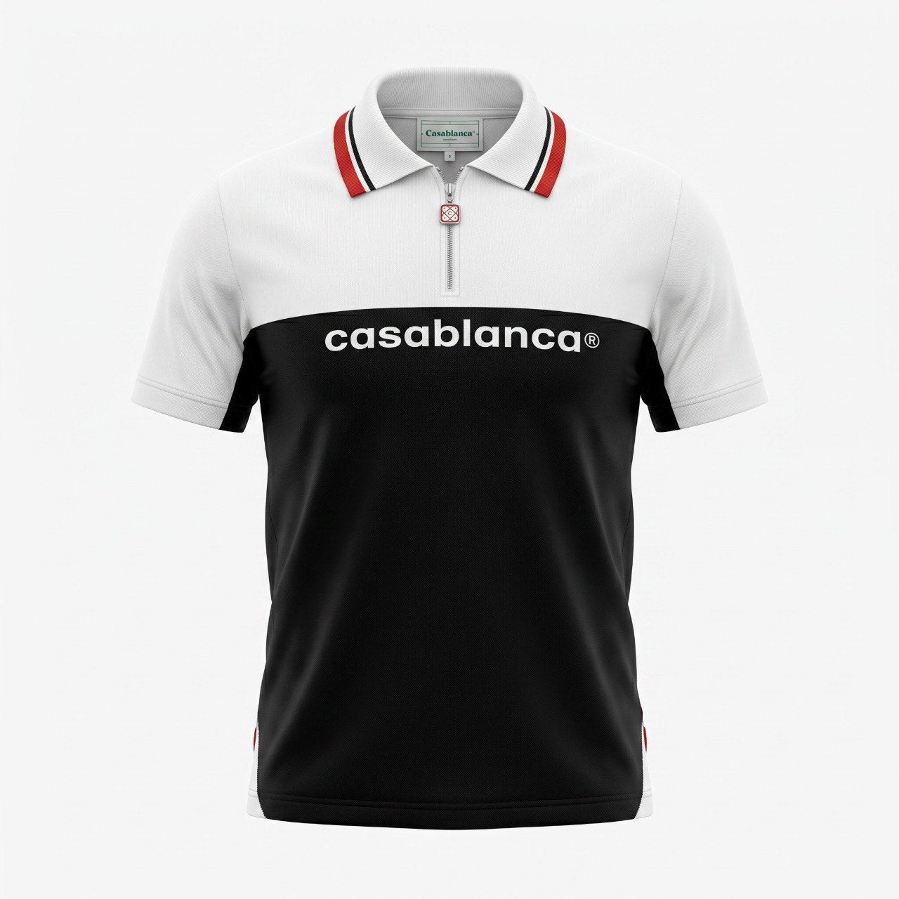 🖤 Casablanca Signature Contrast Zip Polo Shirt ⚪ - MASTERPIECE