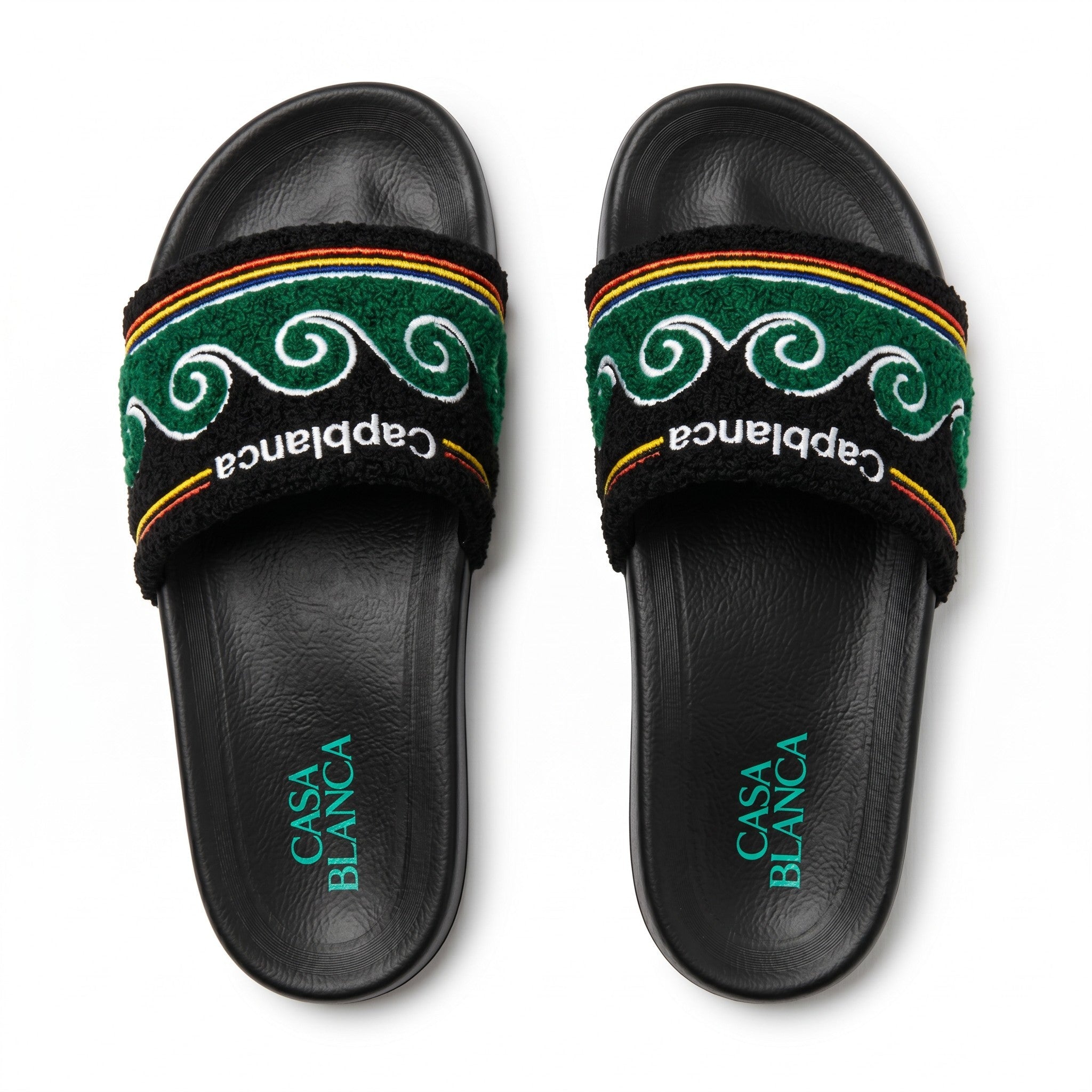Casablanca Terry Cloth Logo Slides – Black & Green - MASTERPIECE