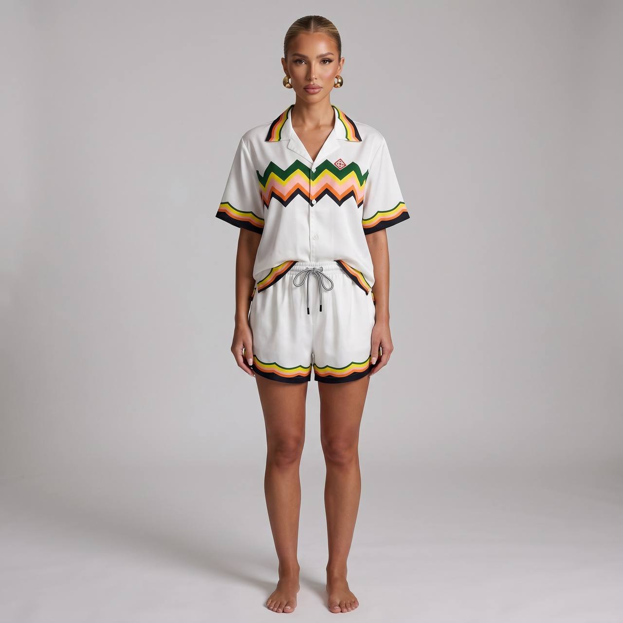 🌈 Casablanca Zigzag Summer Set – Signature Luxury Co - Ord Outfit 🩳👕🔥 - MASTERPIECE