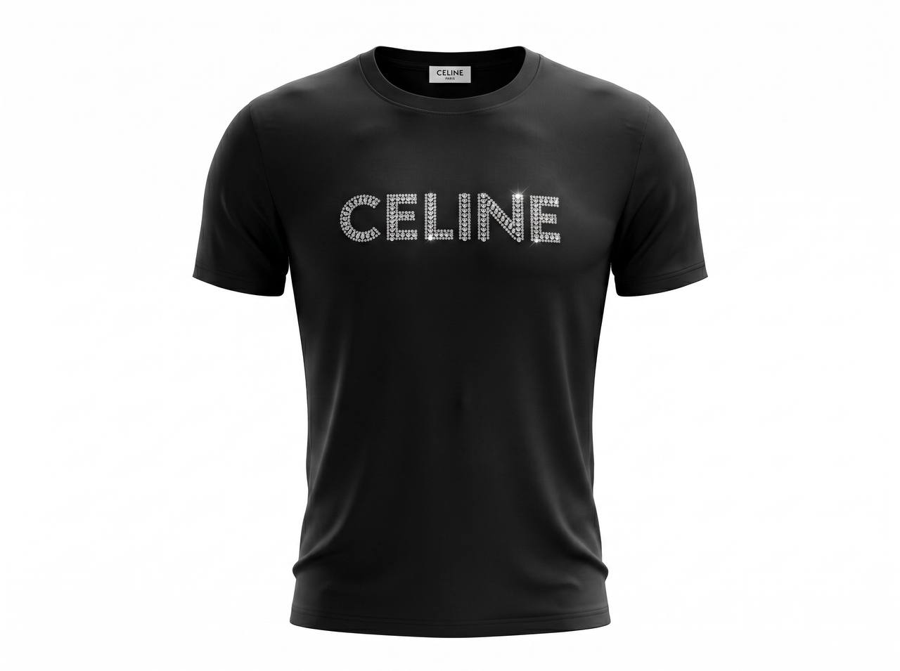 Celine Black Rhinestone Logo T-Shirt 🖤✨💎 - MASTERPIECE