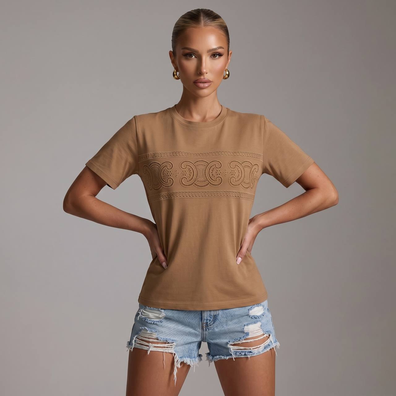 Celine Camel Triomphe Logo T-Shirt 🤎✨ - MASTERPIECE