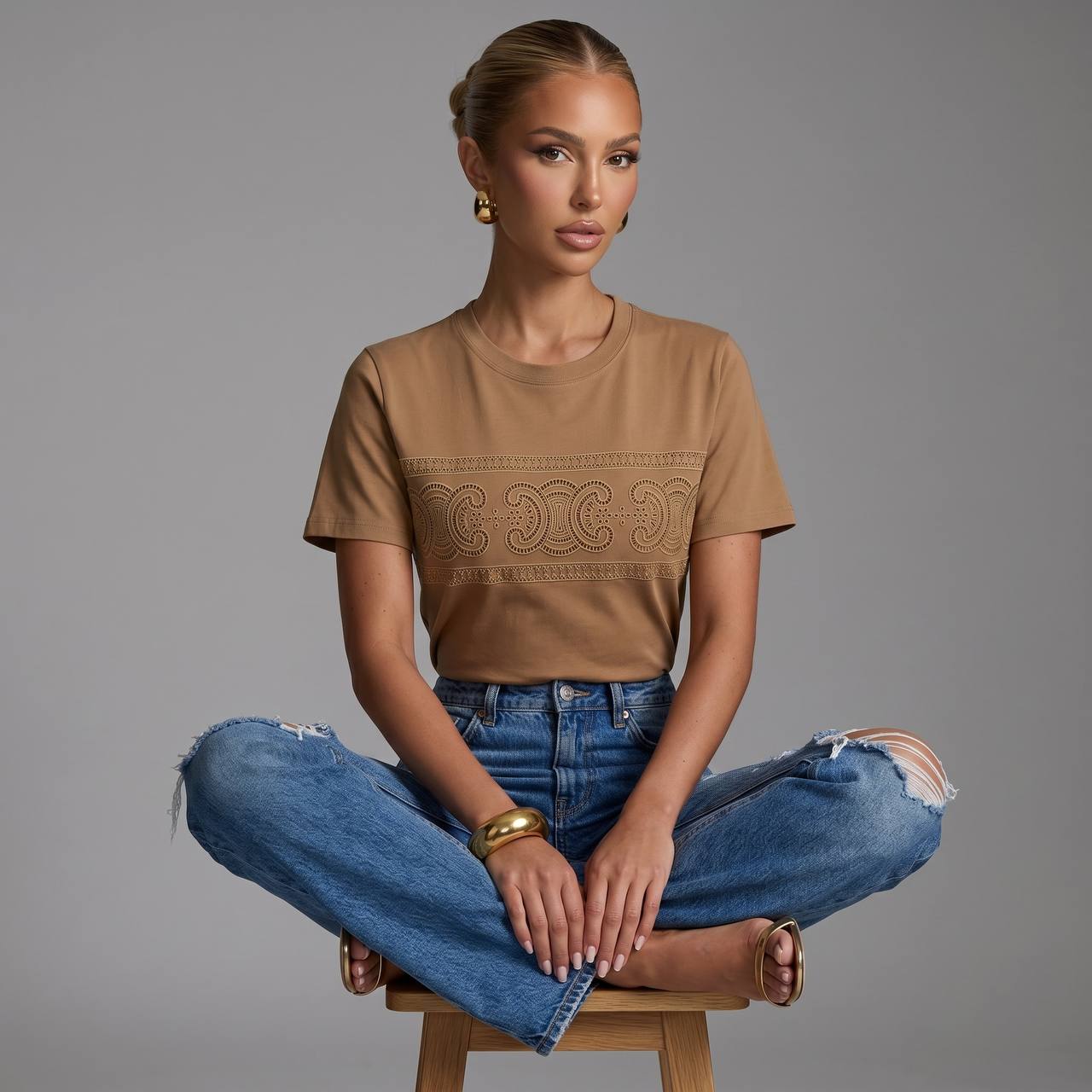 Celine Camel Triomphe Logo T-Shirt 🤎✨ - MASTERPIECE