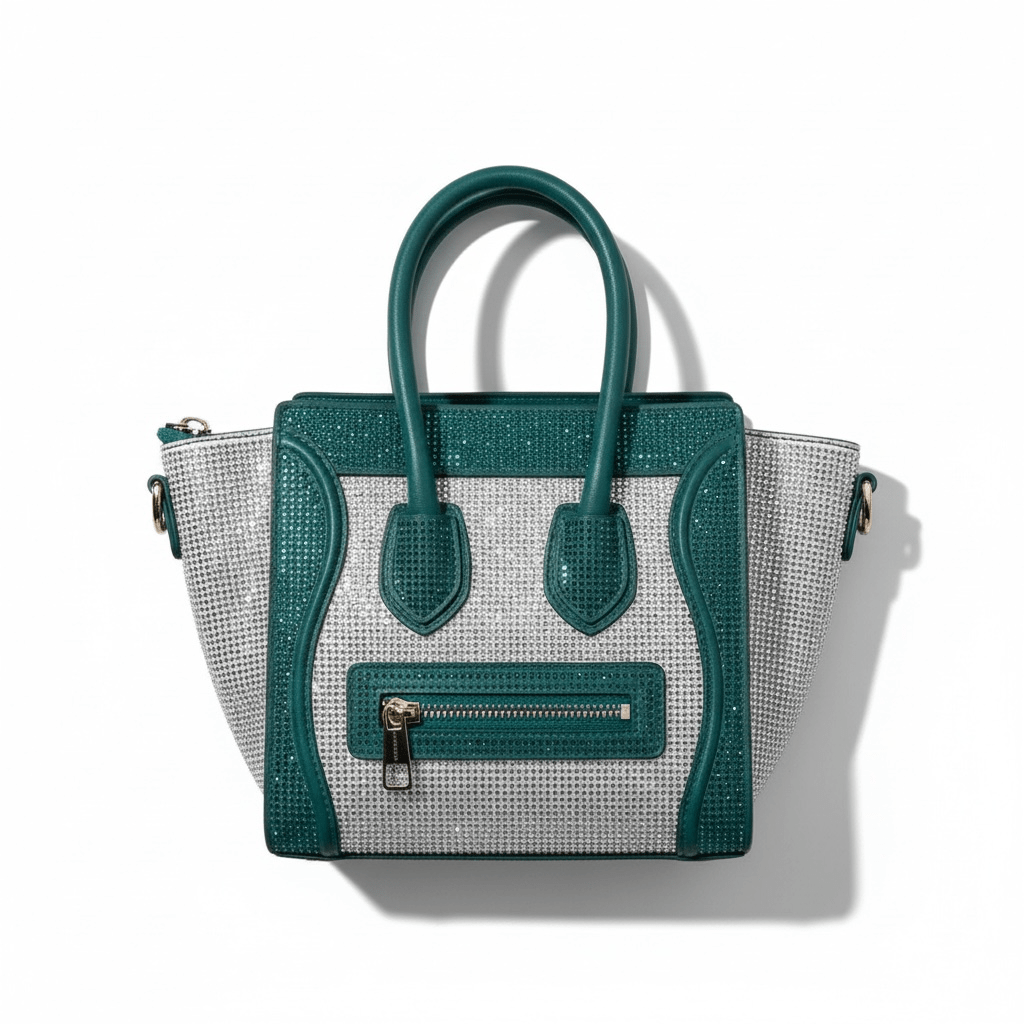 Céline Nano Luggage Crystal Mini Tote — Green & Silver - MASTERPIECE