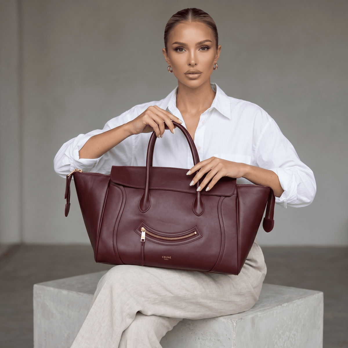 👜 Celine Phantom Luggage Tote Bag – Burgundy Leather - MASTERPIECE