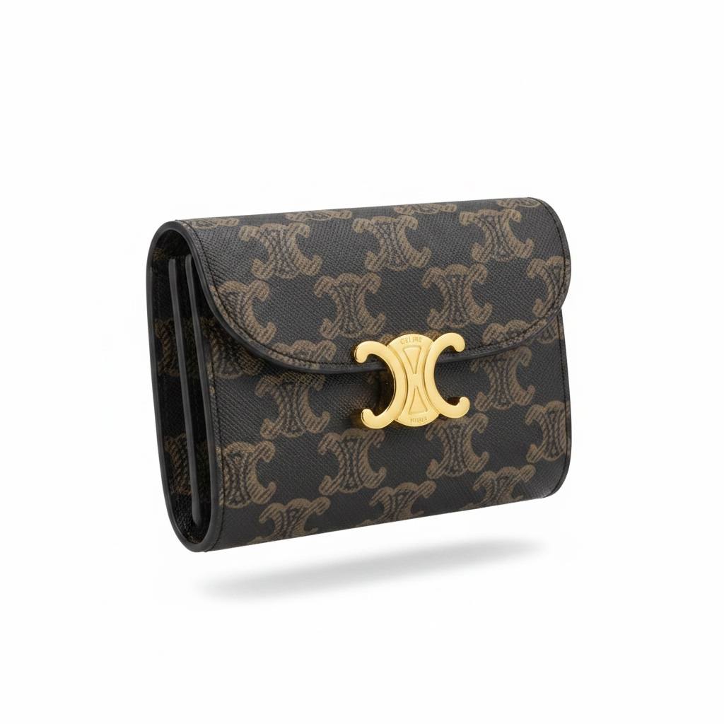 Celine Triomphe Monogram Wallet 🤎✨ Luxury Compact Designer Wallet for Women - MASTERPIECE
