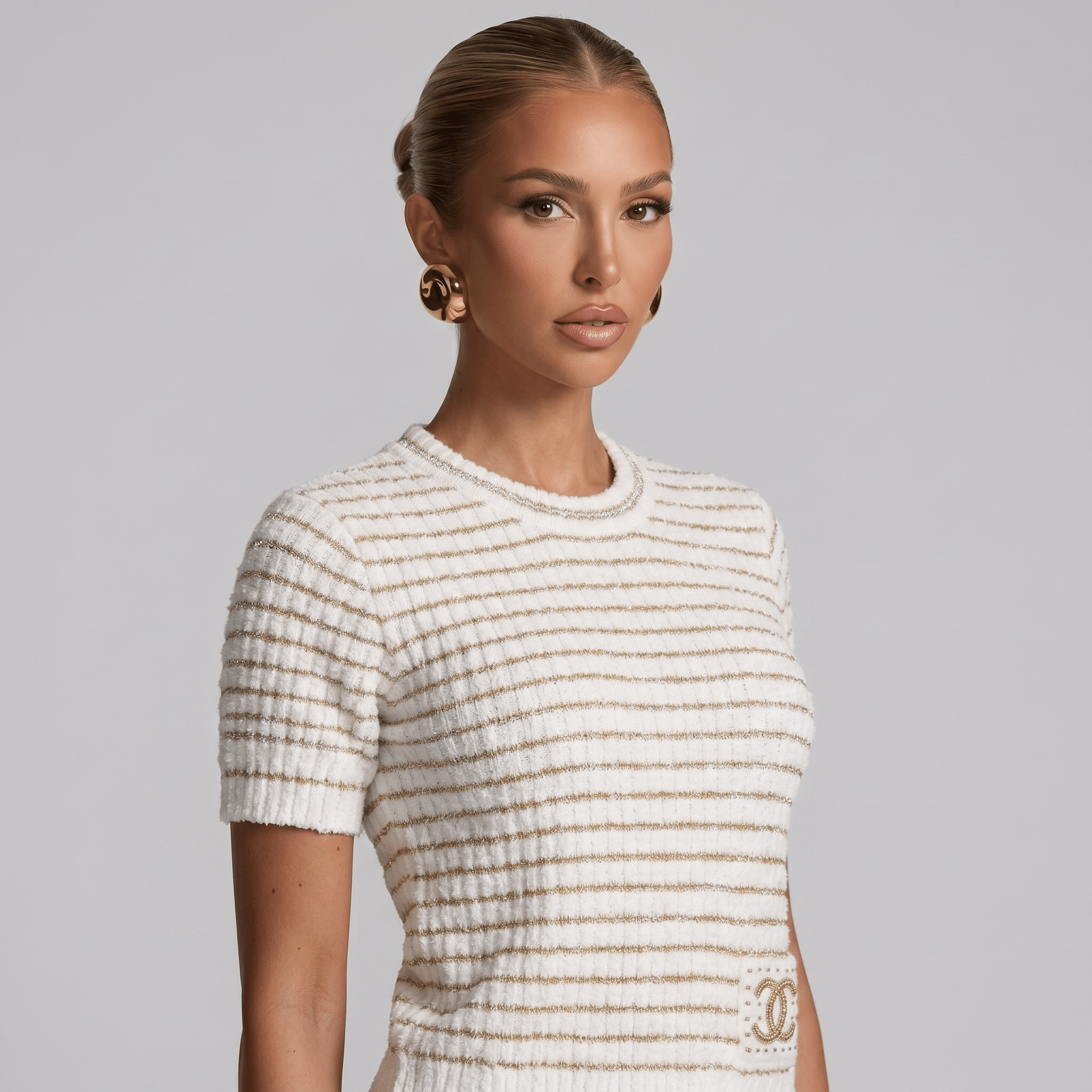 🤍 Chanel Metallic Stripe Knit Top - MASTERPIECE