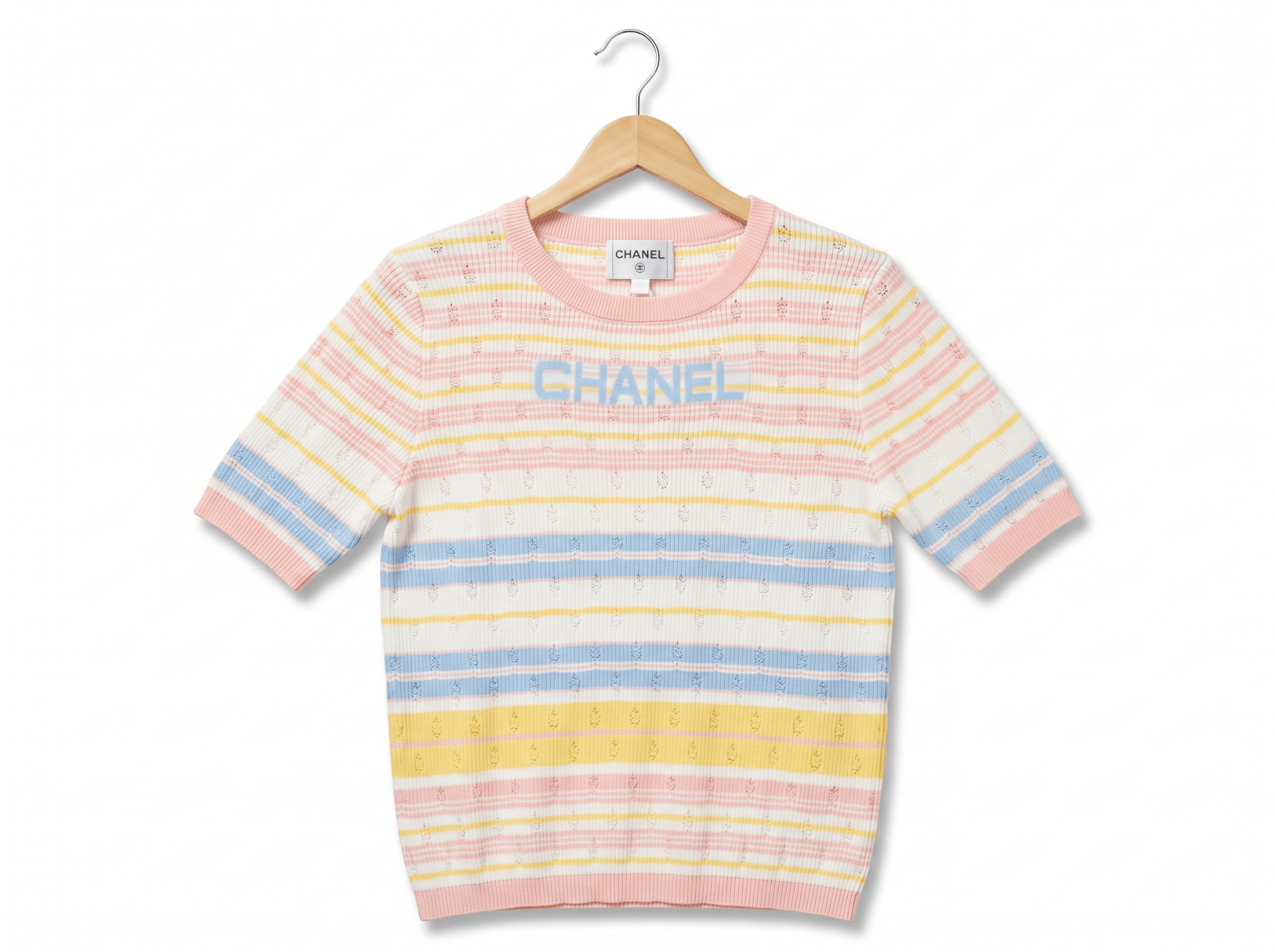 🌸 Chanel Pastel Stripe Ribbed Knit Top - MASTERPIECE