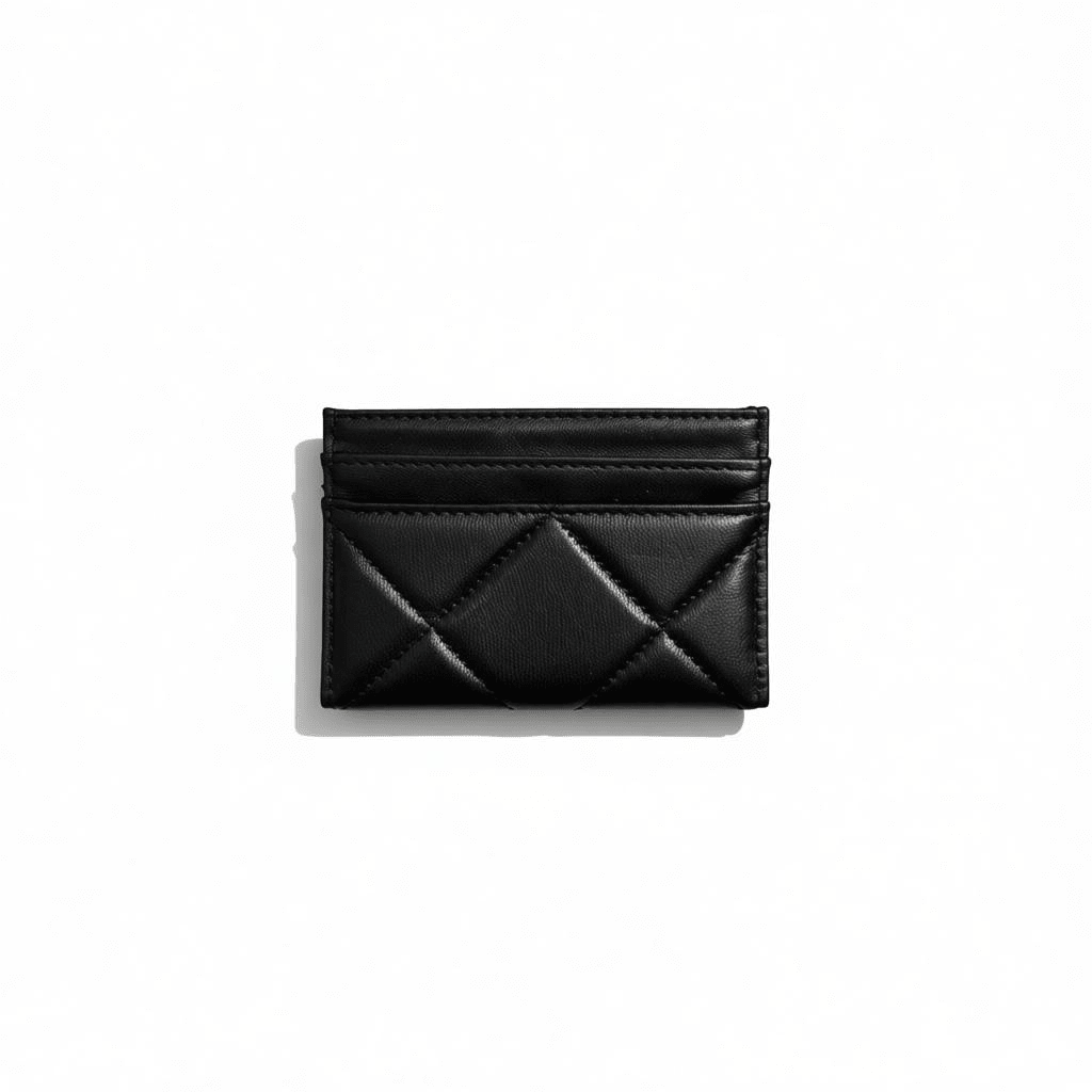 Chanel Quilted Card Holder with Gold Chain CC Logo — Black - MASTERPIECE