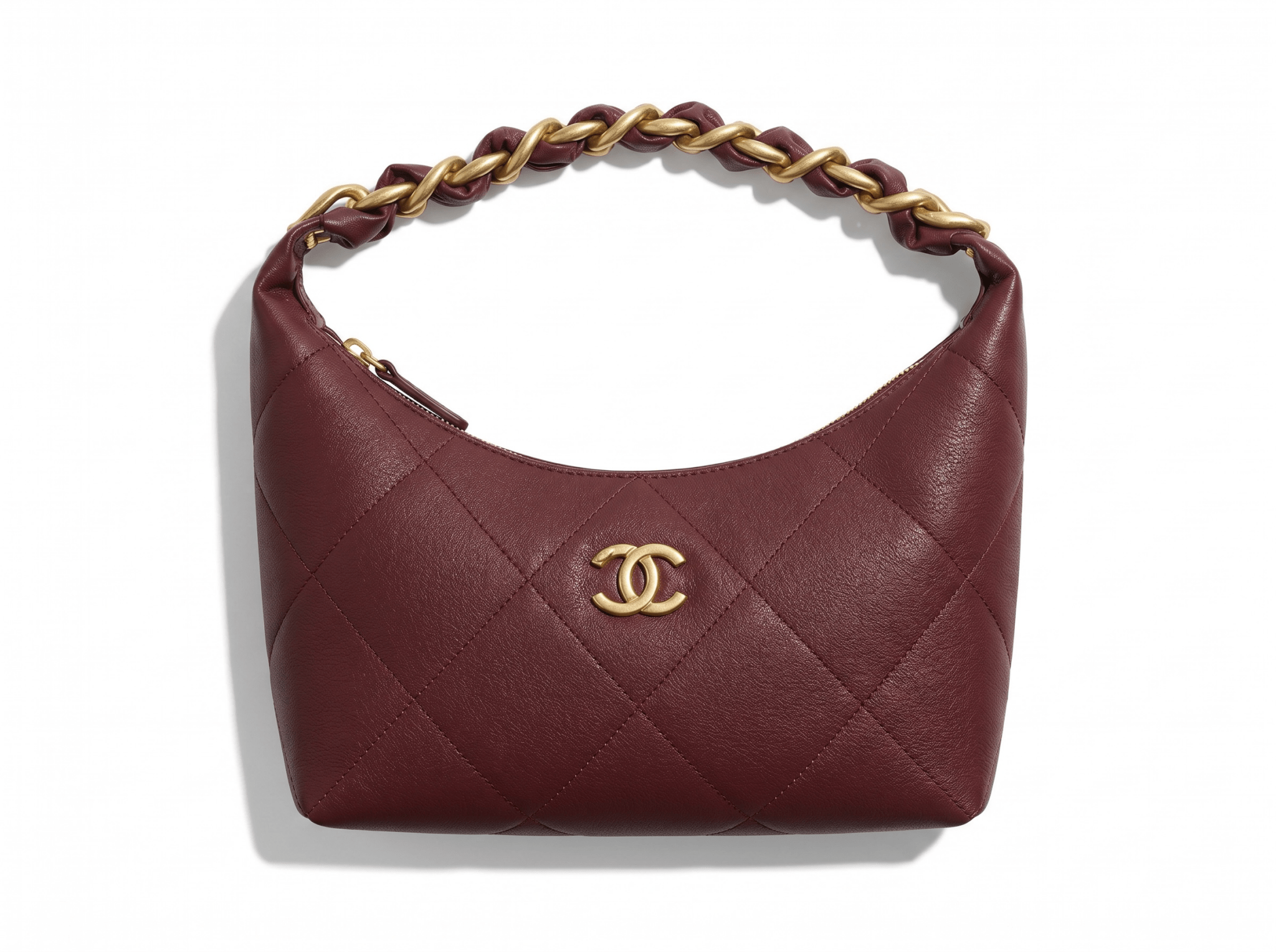 ✨ Chanel Quilted Hobo Bag – Burgundy Leather Shoulder Bag - MASTERPIECE