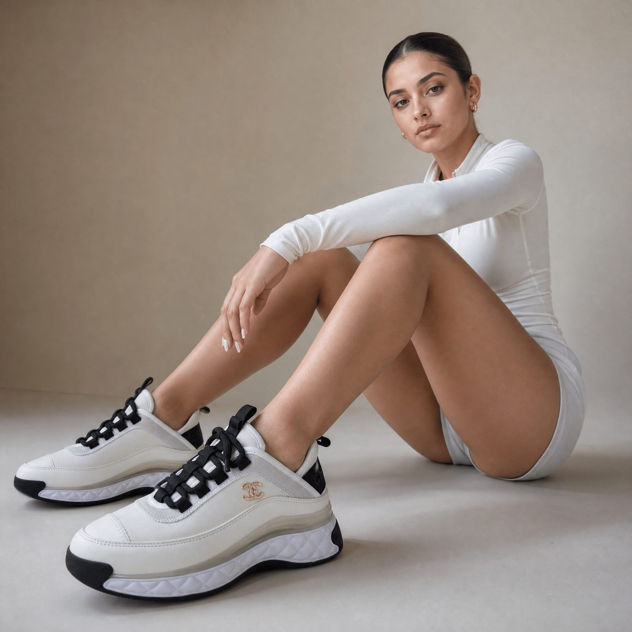 Chanel Quilted Runner Sneakers – Ivory Luxe Edition 🤍🖤 - MASTERPIECE