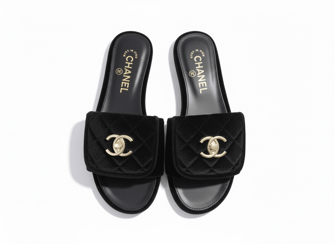 CHANEL Quilted Velvet Slides – Black 🖤✨ | Timeless CC Luxury - MASTERPIECE