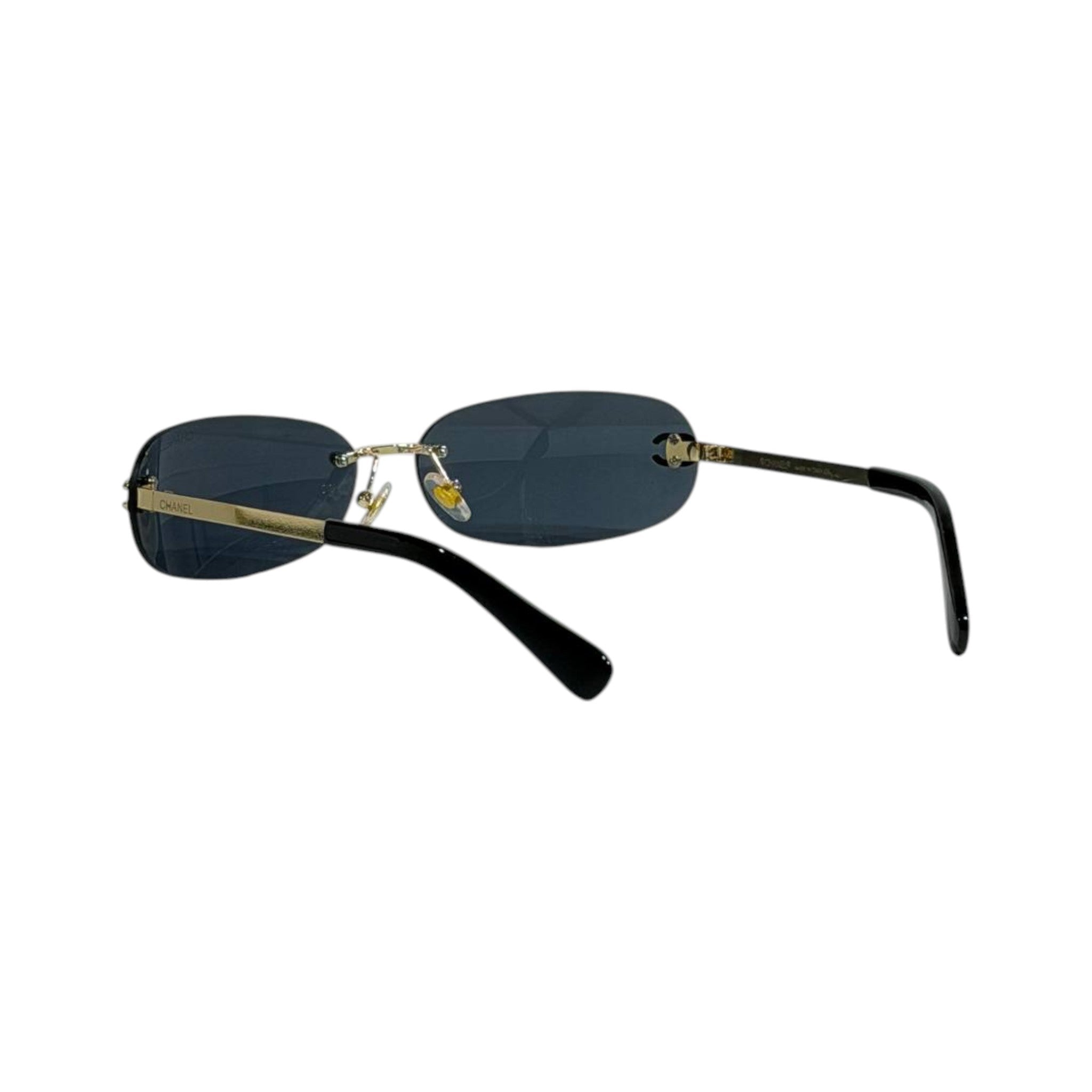 Chanel Rimless Rectangular Sunglasses 🕶️ | Gold Frame CC Logo Eyewear - MASTERPIECE