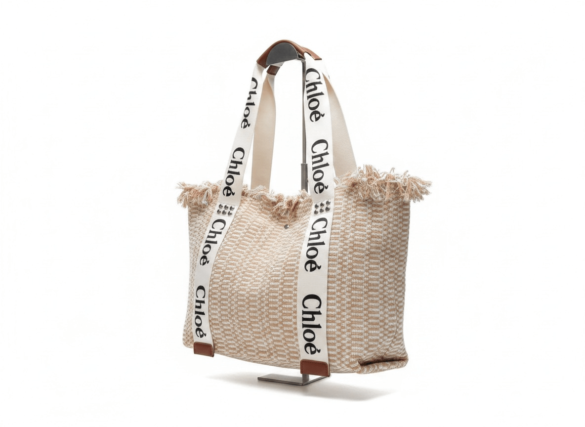 🤍 Chloé Beige Woven Tote Bag | Elegant Summer Beach Shopper 🌴 - MASTERPIECE