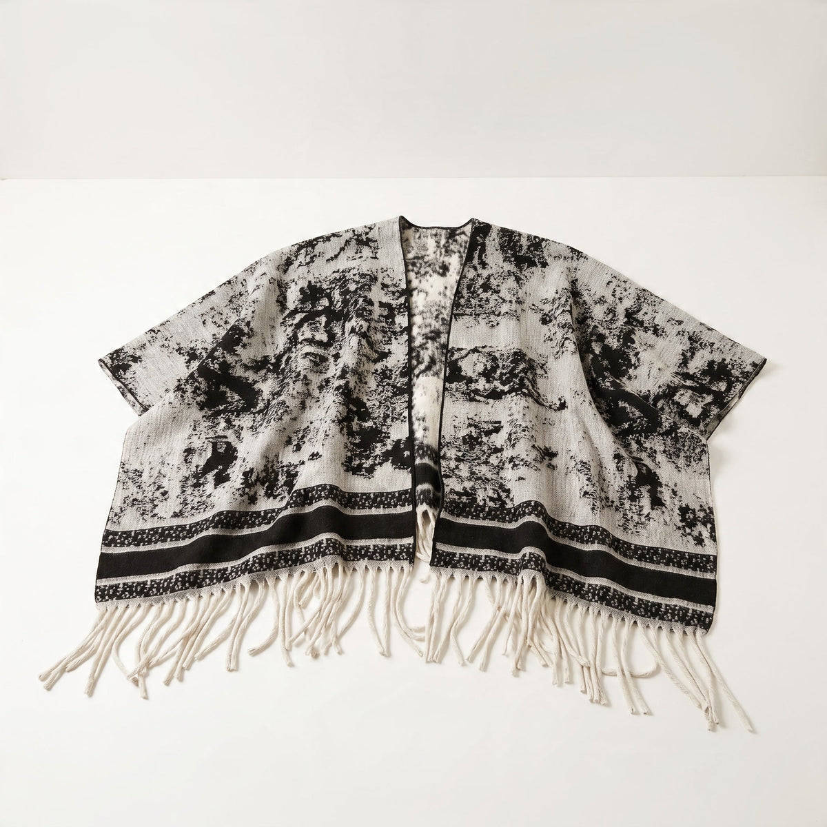Christian dior Fringe Poncho – Black Marble - MASTERPIECE