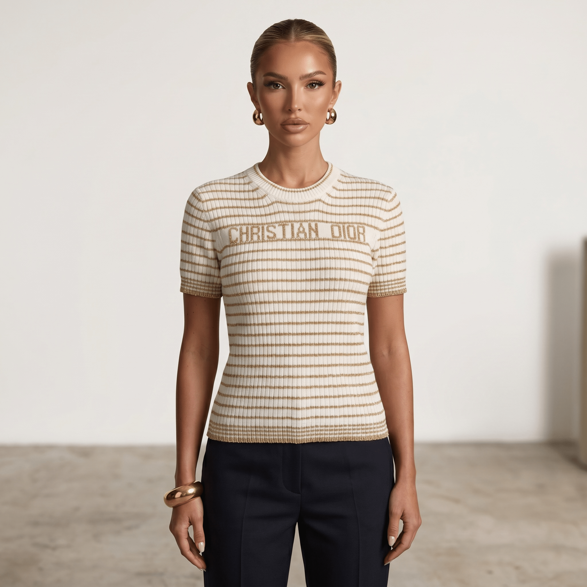 ✨ Christian Dior Metallic Stripe Knit Top - MASTERPIECE