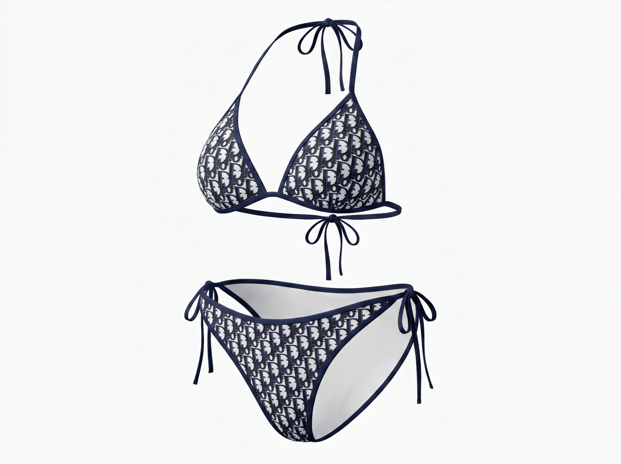 Christian Dior Oblique Triangle Bikini Set – Navy 💙🤍🌊 - MASTERPIECE