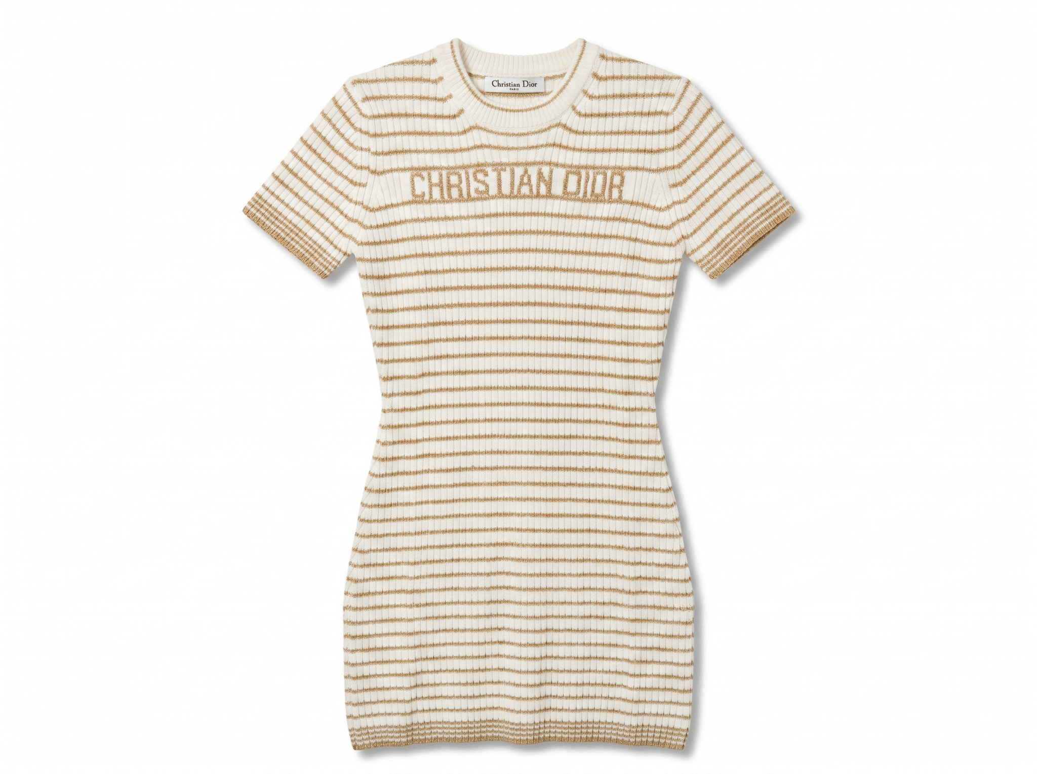 ✨ Christian Dior Striped Knit Mini Dress – Beige & Ivory - MASTERPIECE