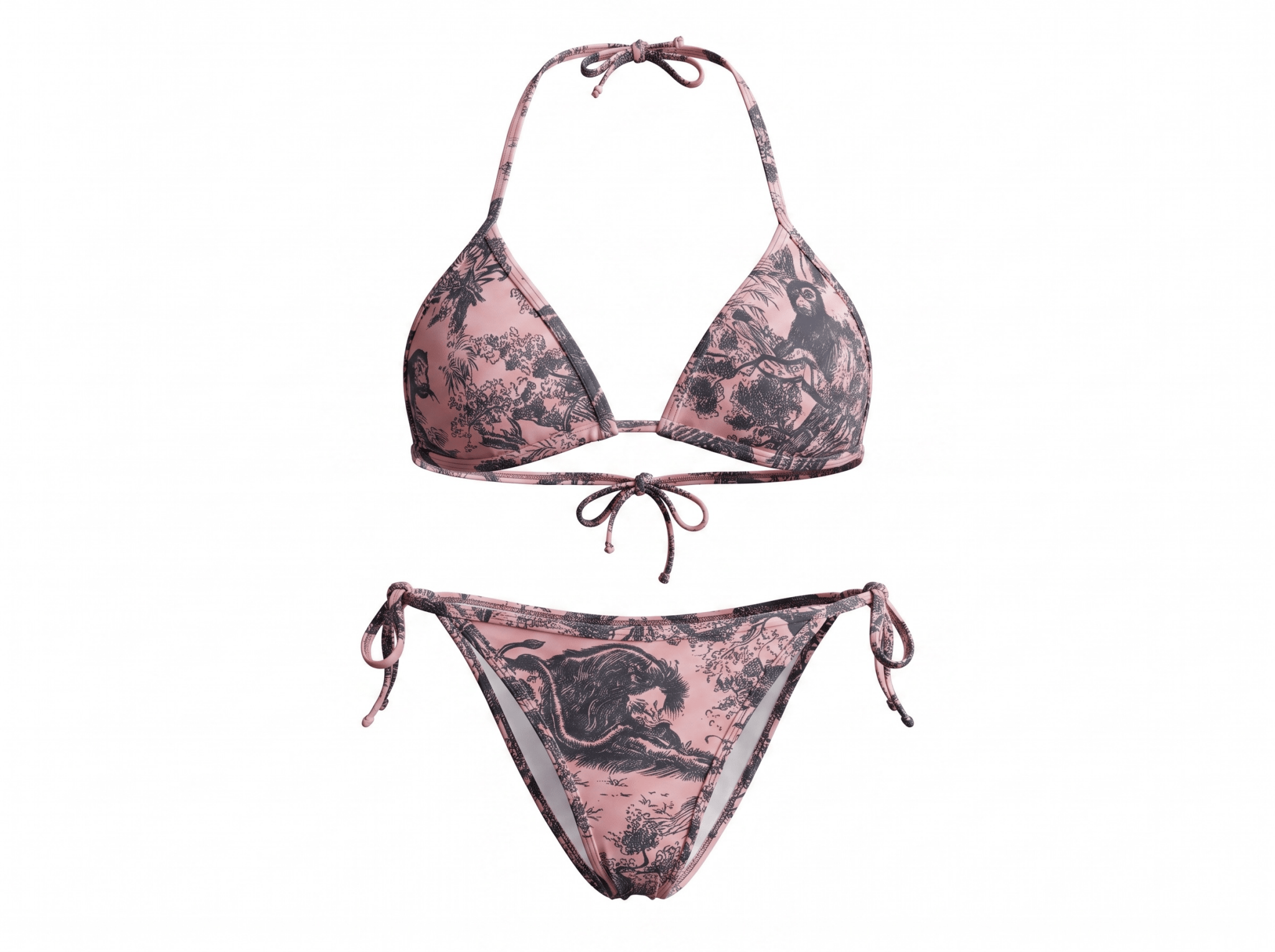 Christian Dior Toile de Jouy Pink Beach Set 🌸🖤🏖️ - MASTERPIECE